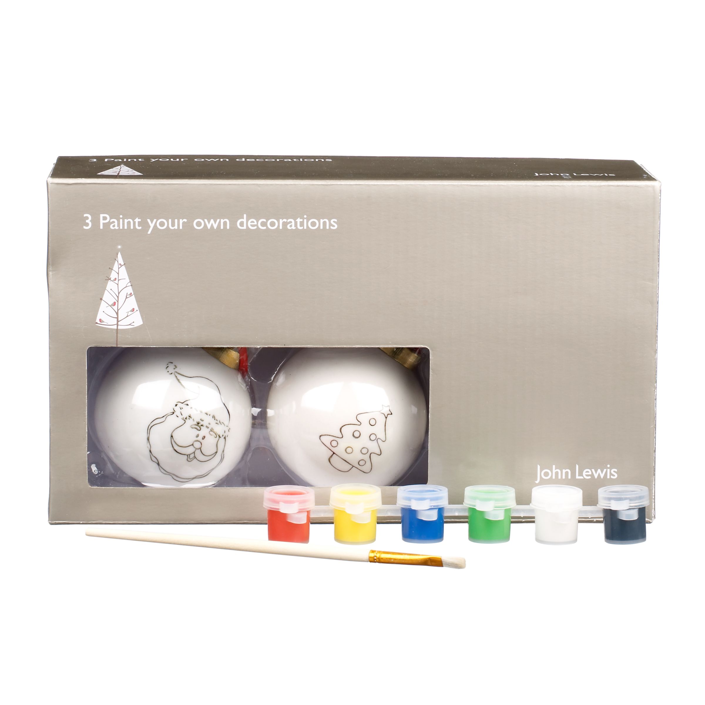 John Lewis Paint Your Own Christmas Baubles, Pack of 3