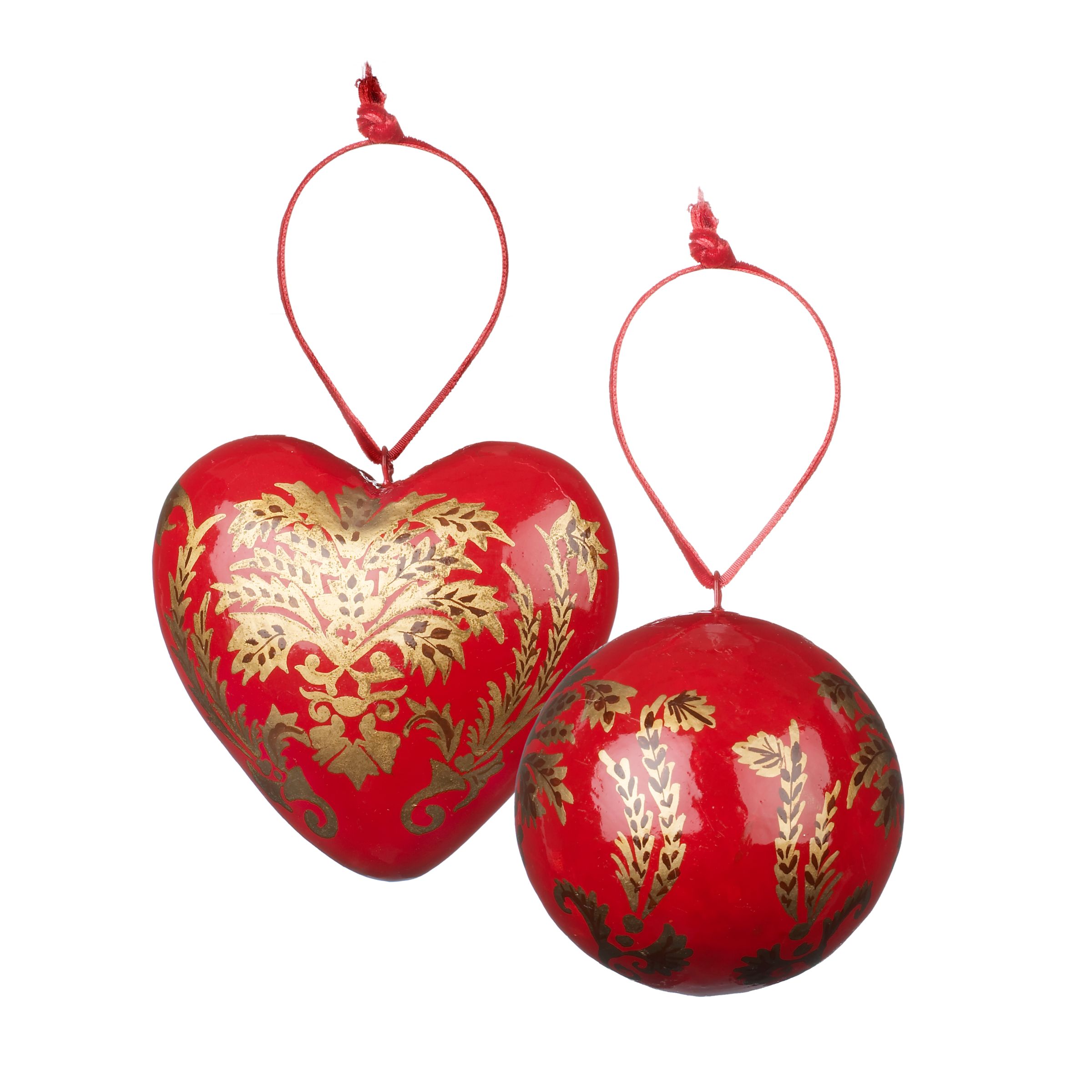 John Lewis Fair Trade Heart amp Ball Christmas Tree Decoration Assorted