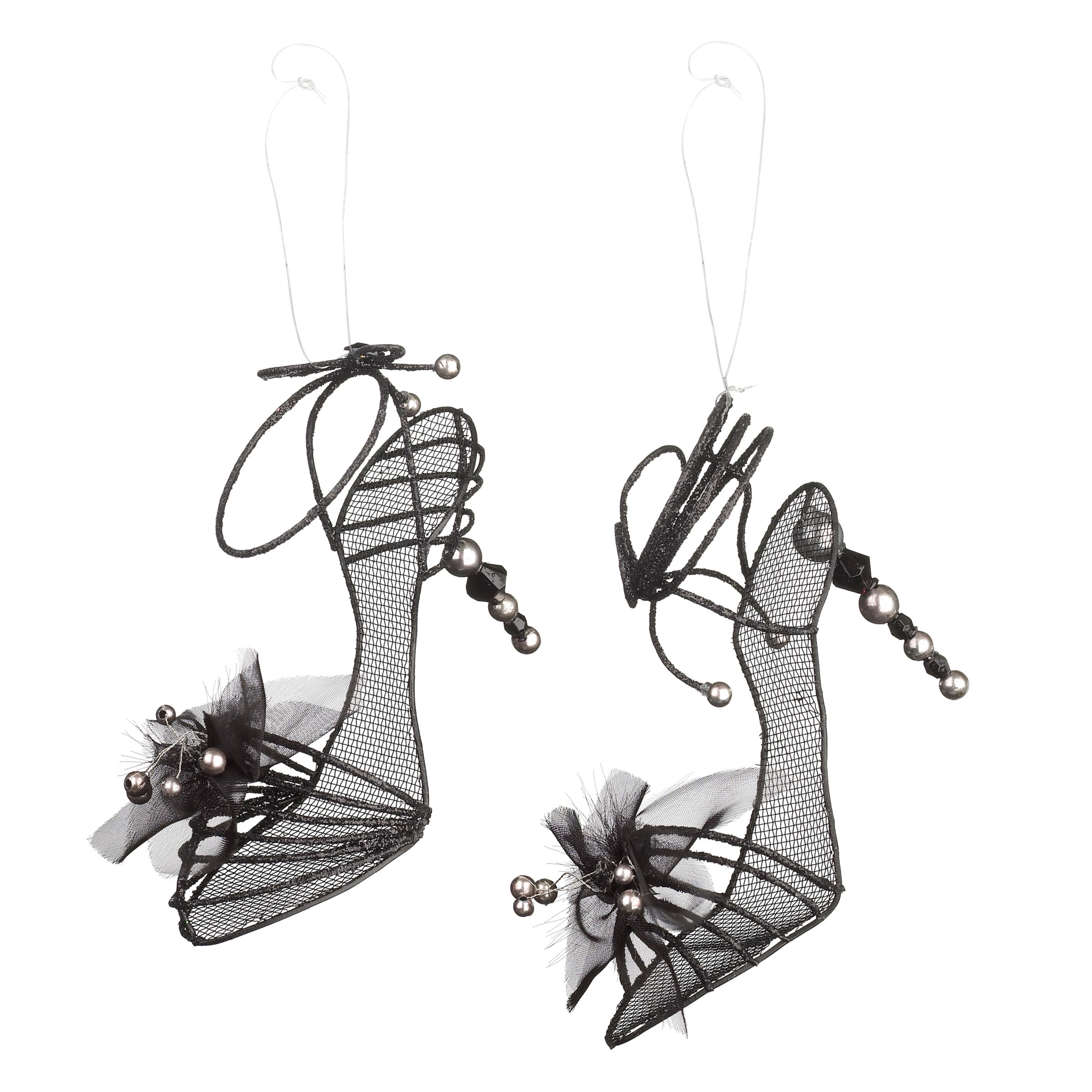  John Lewis Black Wire Shoes Christmas Tree Decoration, Assorted 