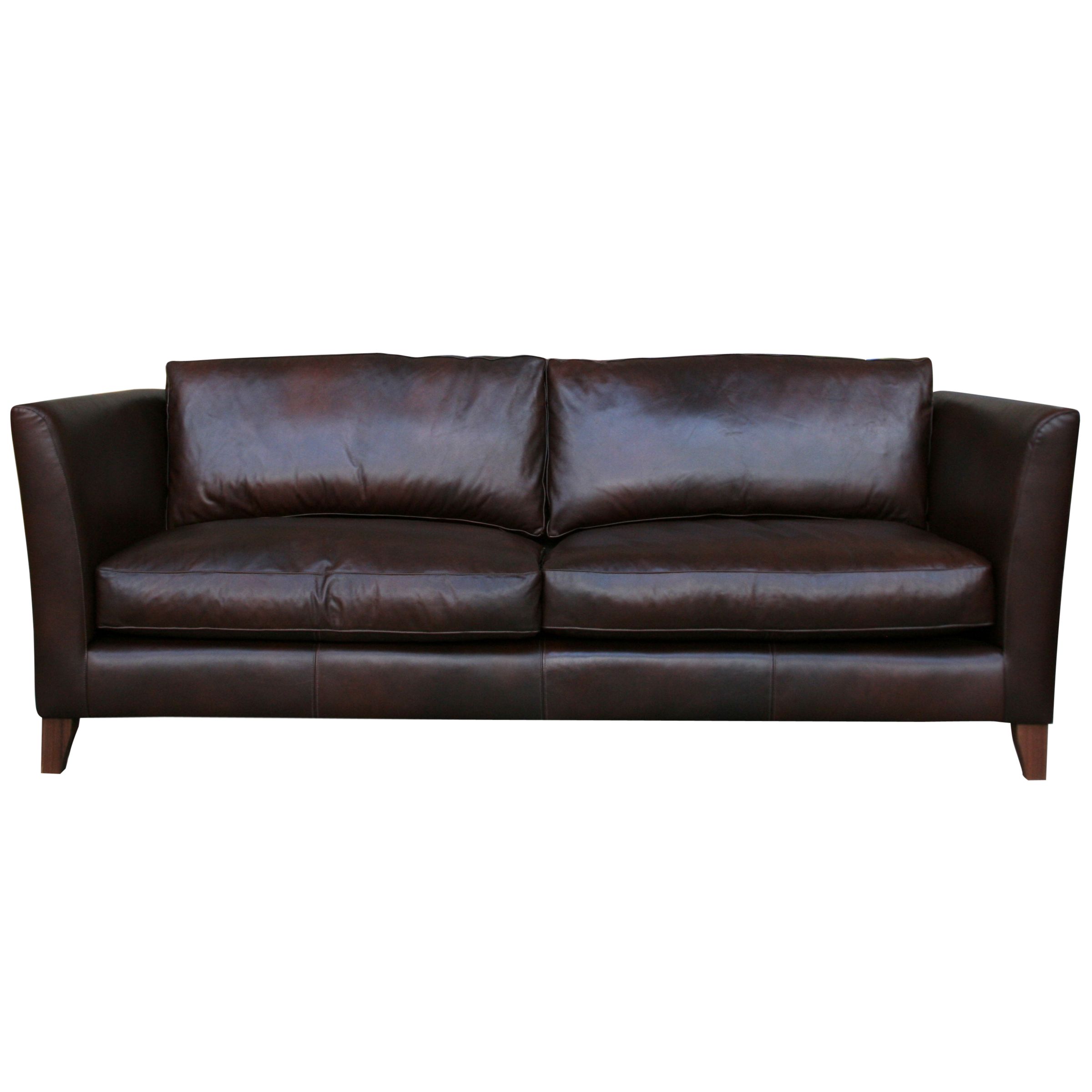 Nick Munro Collection Grand Leather Sofa, Cushion Back, Old Saddle Walnut at John Lewis