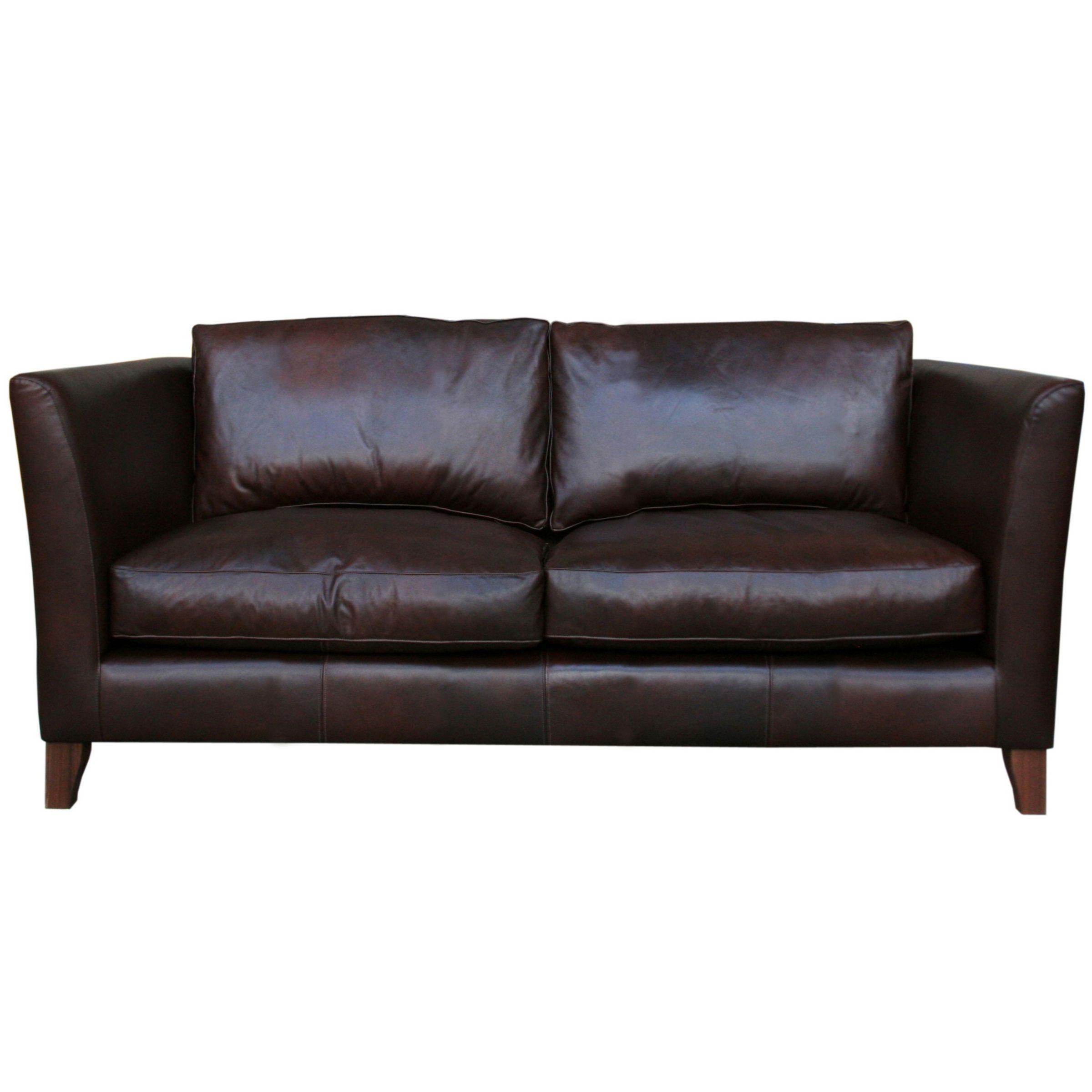 Nick Munro Collection Large Leather Sofa, Cushion Back, Old Saddle Walnut at John Lewis