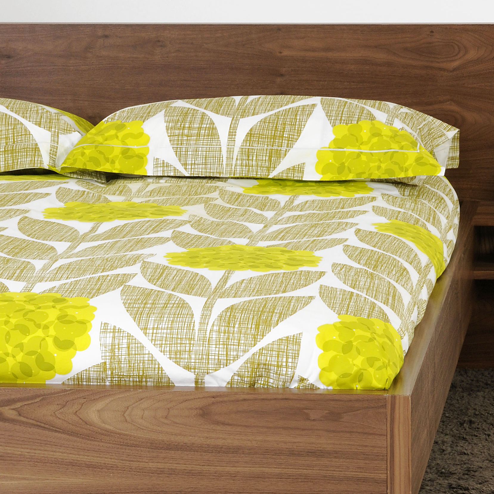 Orla Kiely Flower Blossom Oxford Pillowcases, Lichen, Pair
