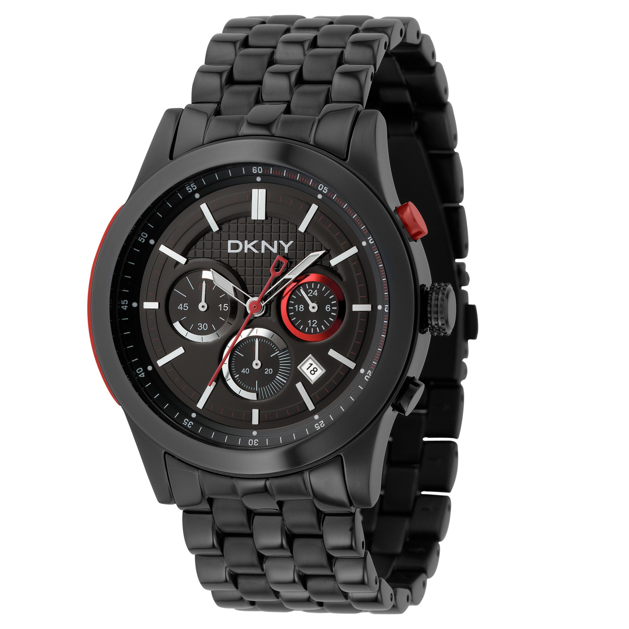DKNY NY1422 Men's Chronograph Bracelet Watch, Black at John Lewis