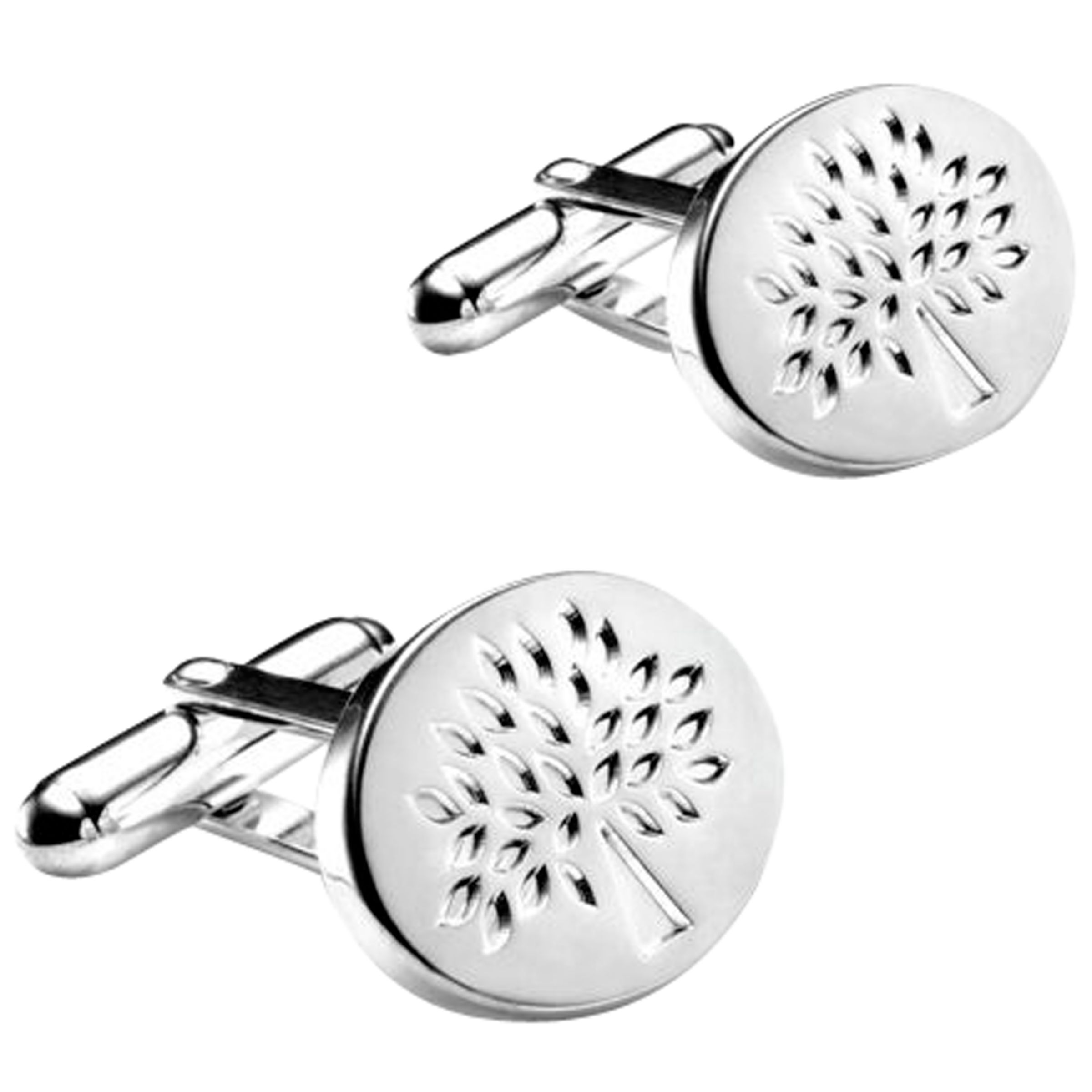 Oval Tree Cufflinks, Silver