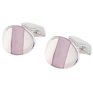 So Jewellery Oval Sterling Silver Cufflinks, Pink