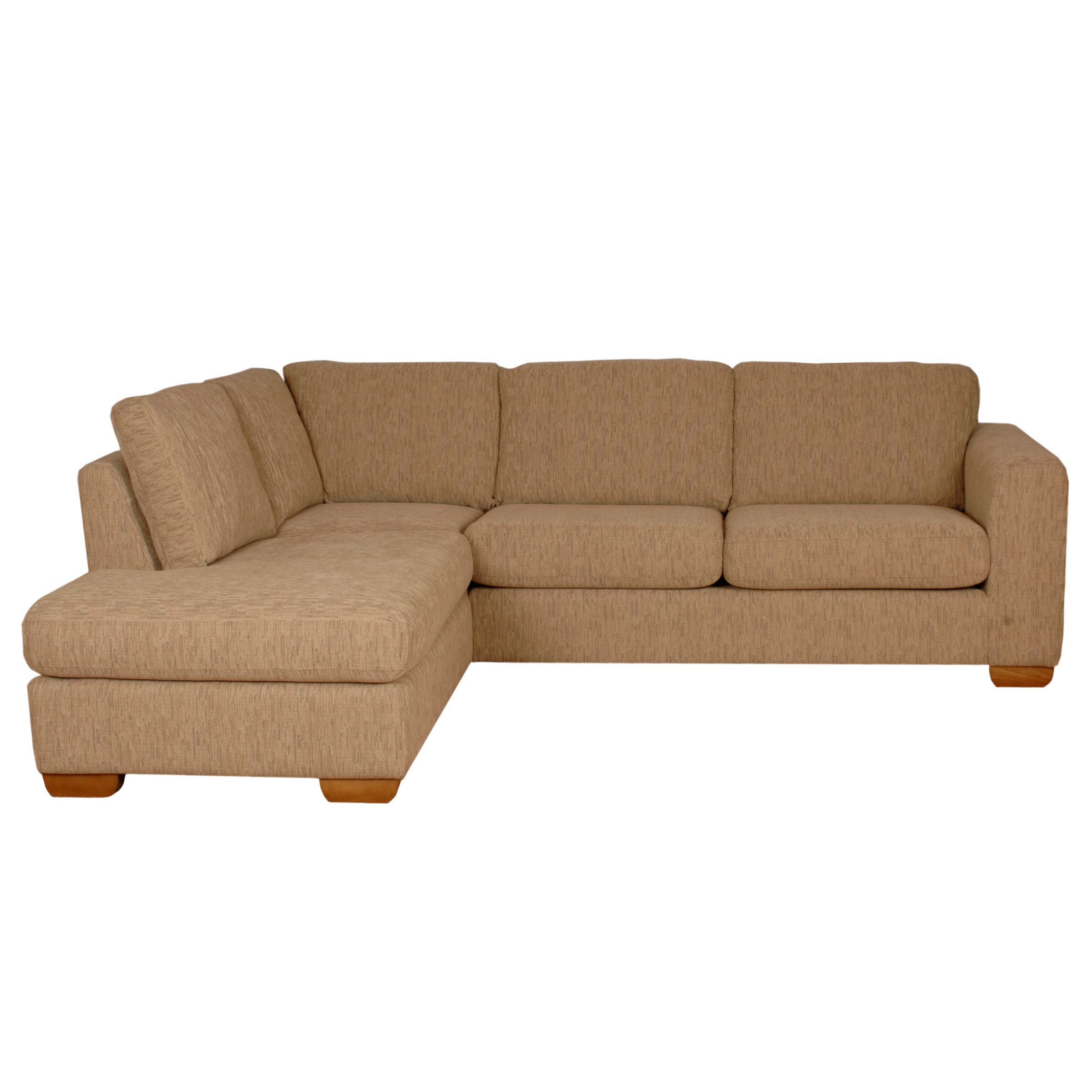 John Lewis Felix Leather LHF Chaise End Sofa, Carola Biscuit, width 258cm