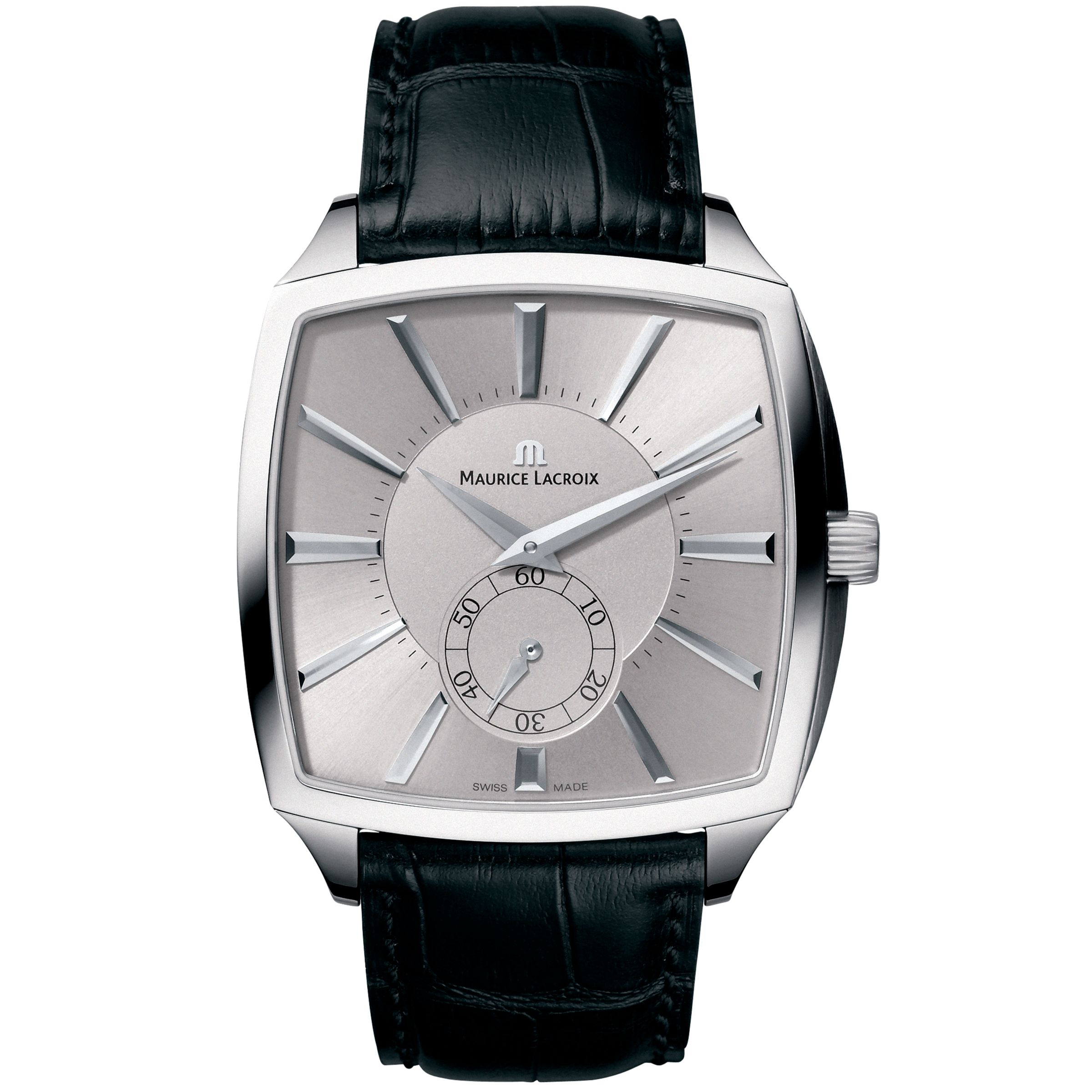 Maurice Lacroix Miros Coussin Men's Chronograph Leather Watch, Black