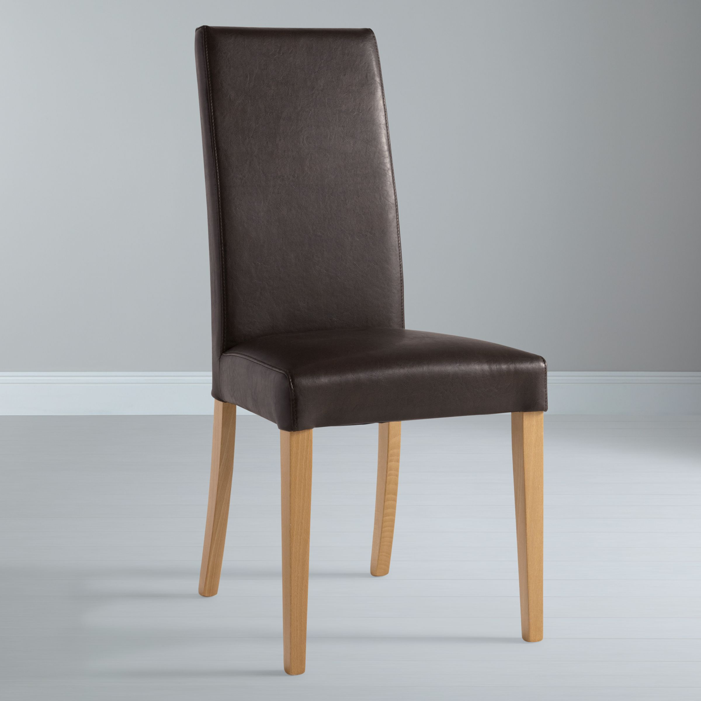 John Lewis Lydia Leatherette Dining Chair, Oak Stained