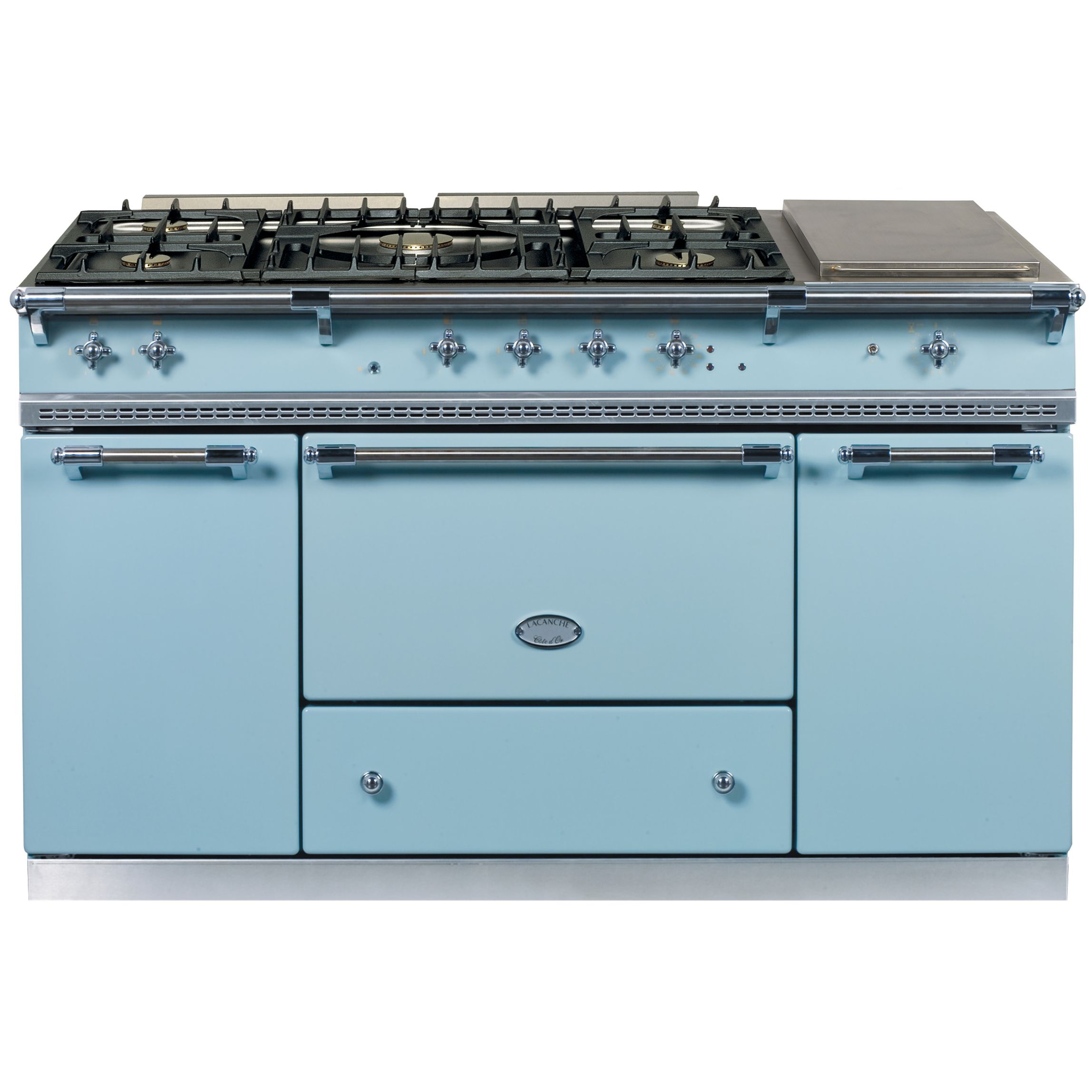 Lacanche Citeaux LG1552GBLDCHA Dual Fuel Cooker, Delft Blue / Chrome Trim at John Lewis