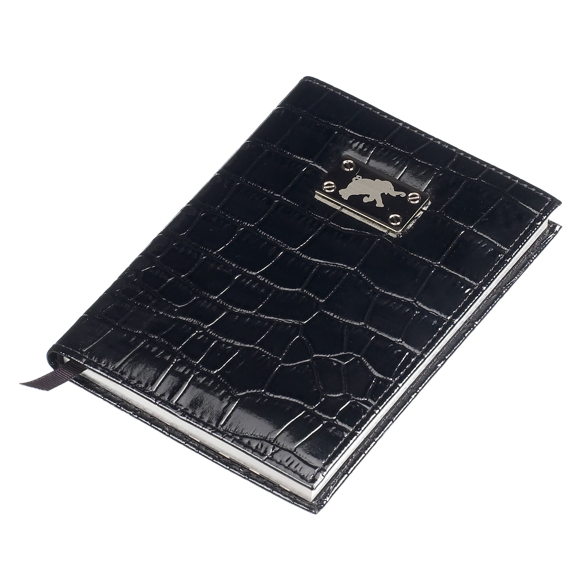 Andrew Martin Patent Crocodile Effect Notebook, A6, Black