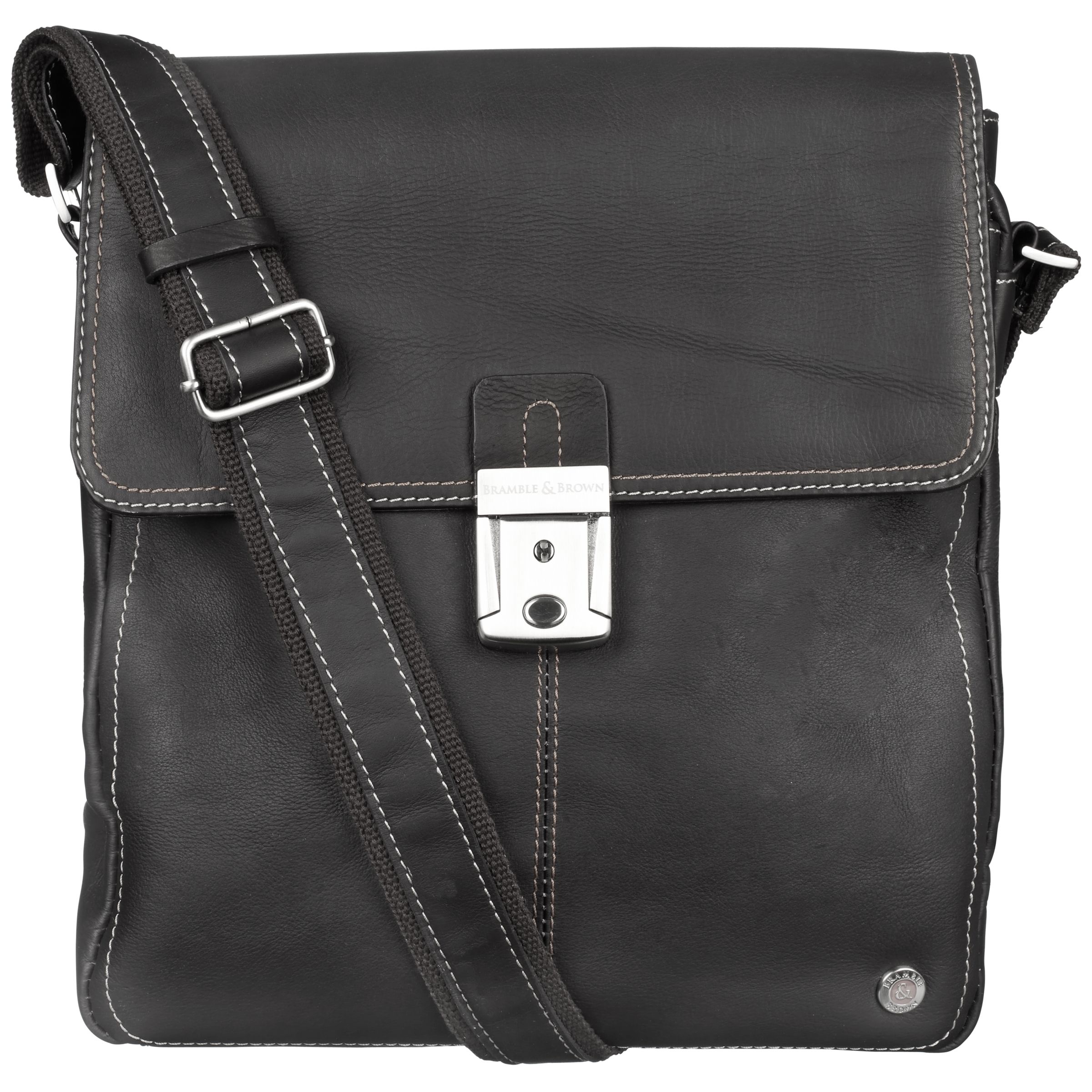 Bramble & Brown Sussex Leather Reporter Bag, Black