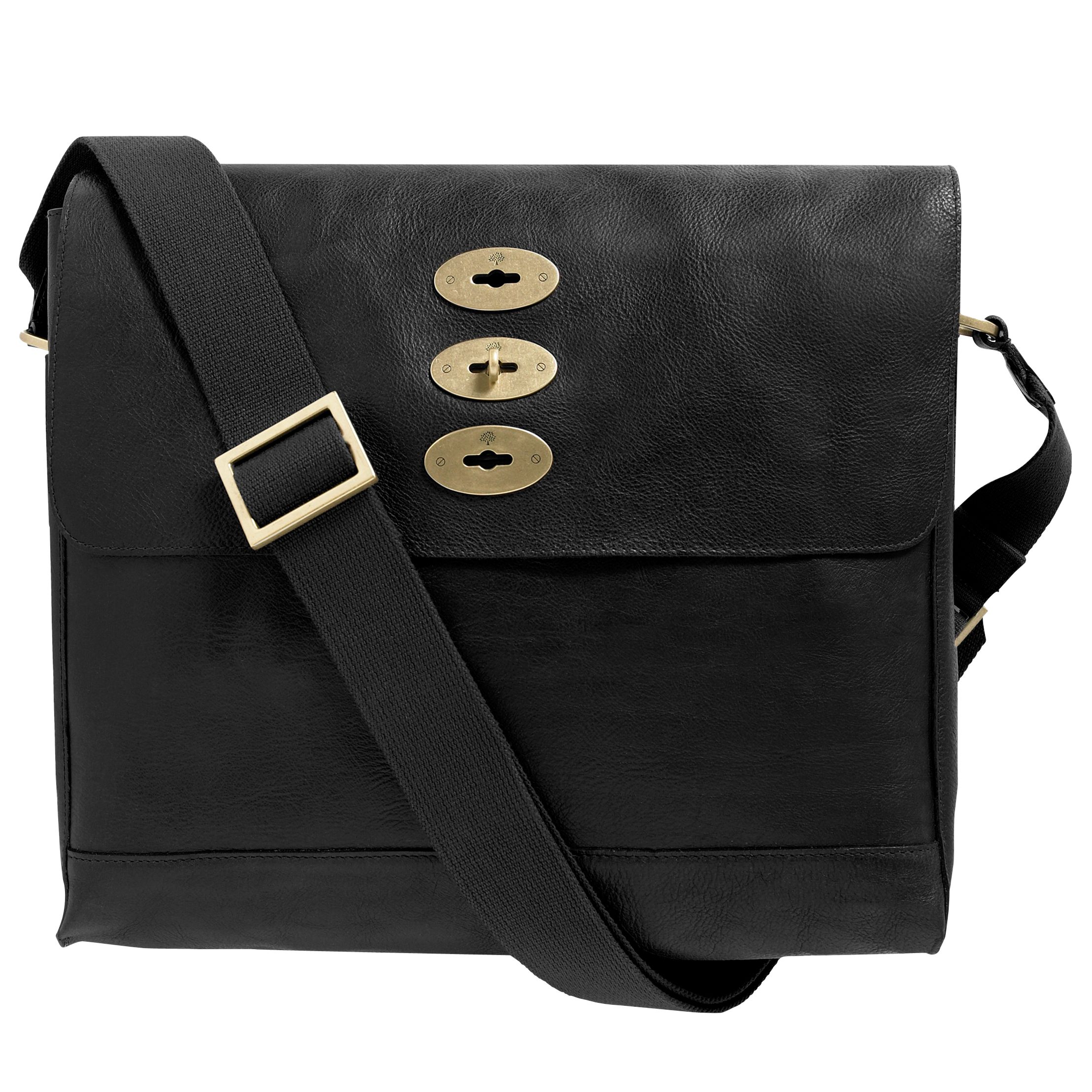 Mulberry Brynmore Natural Leather Messenger Bag, Black at JohnLewis