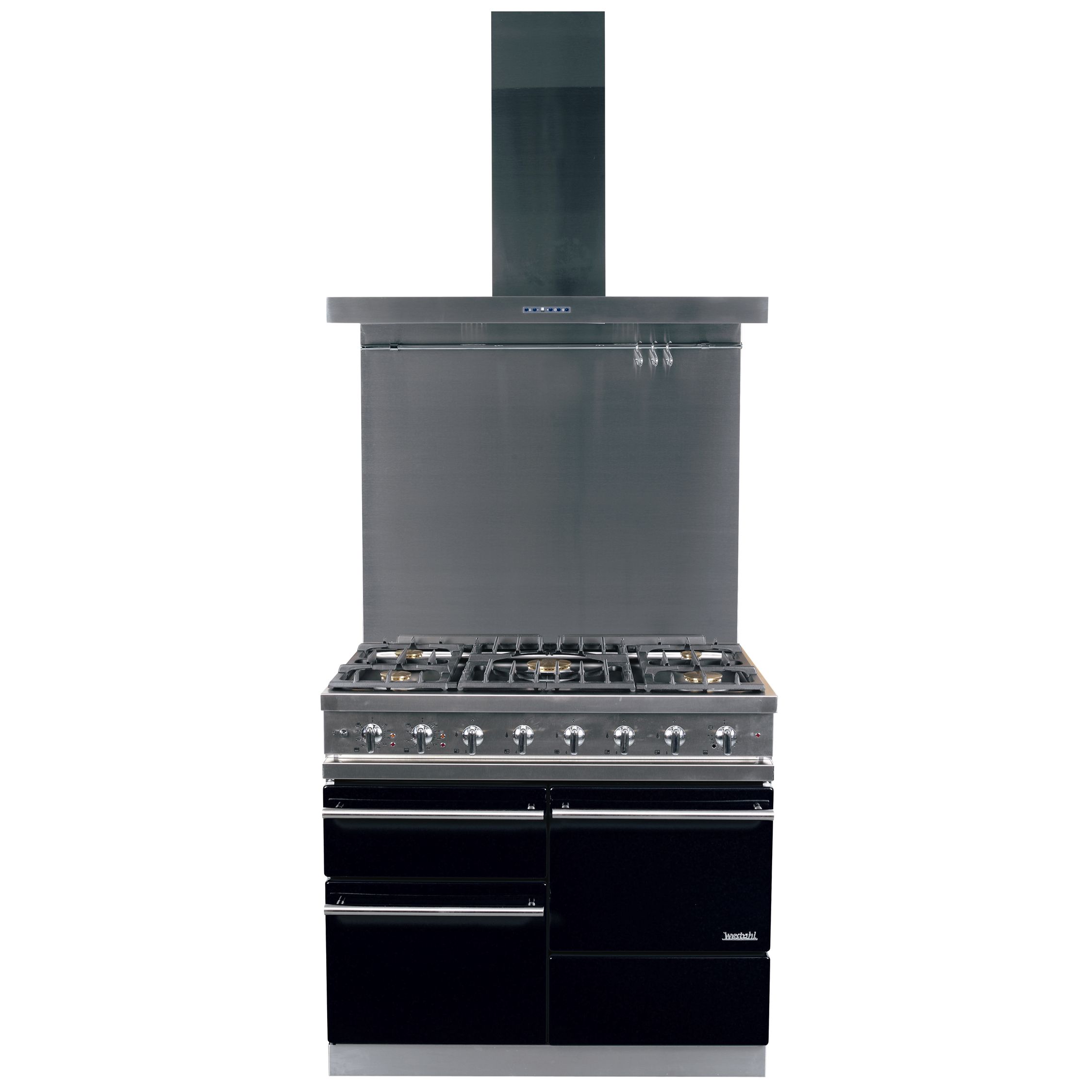 Westahl Macon WG1053GECT Dual Fuel Cooker, Hood and Splashback Package, Black at John Lewis