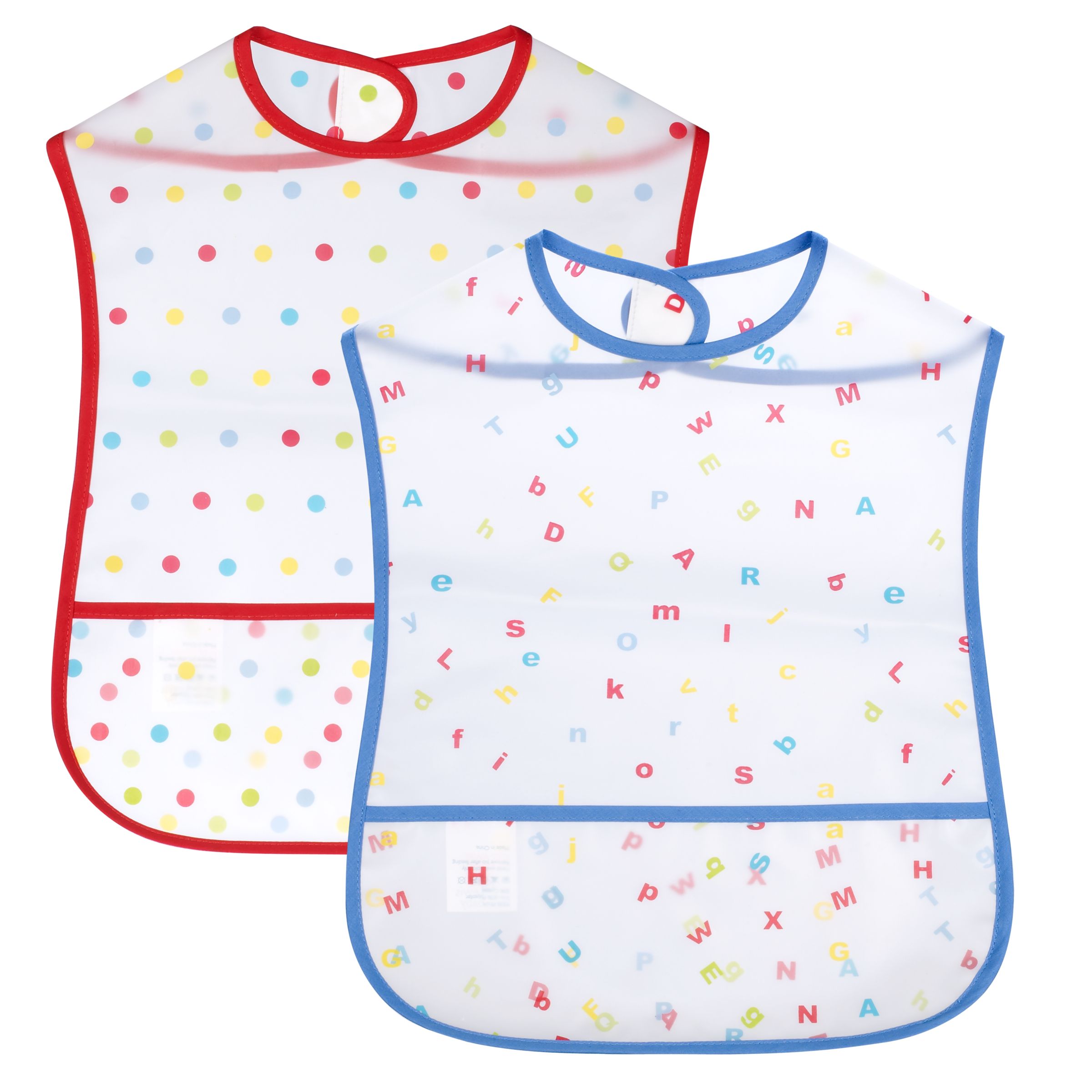 John Lewis Alphabet Bibs, Pack of 2, Blue/Red