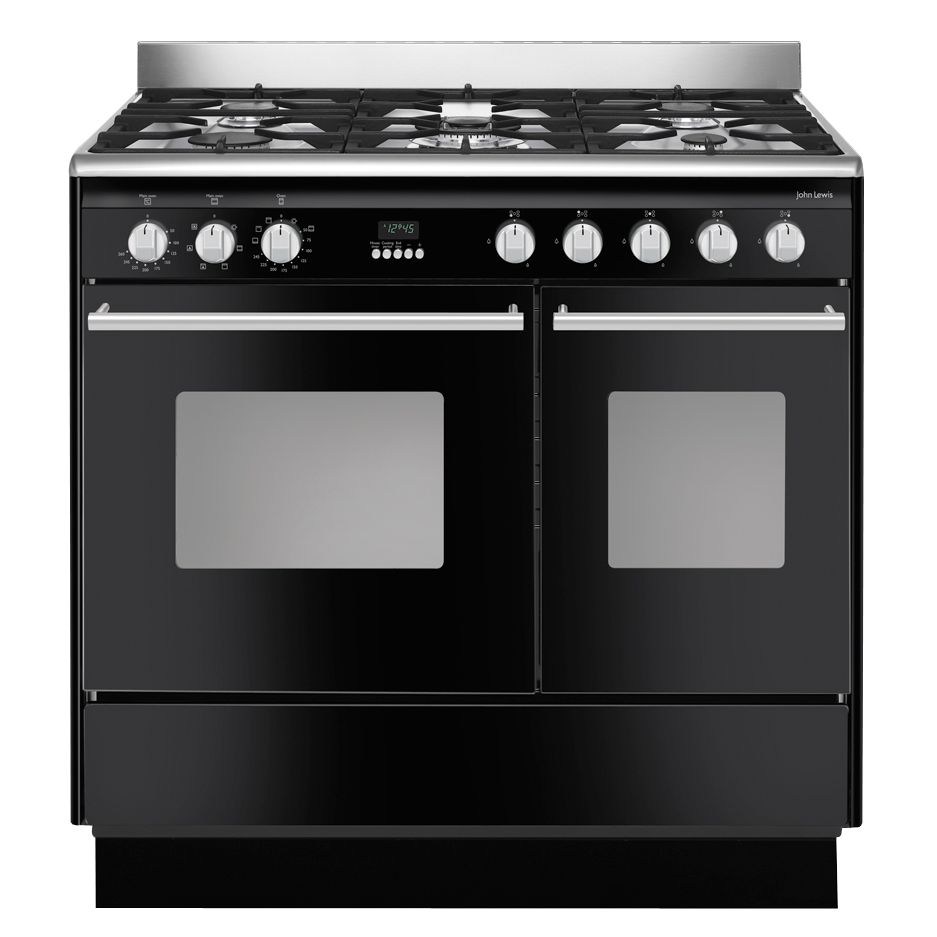 John Lewis JLRC903 Dual Fuel Range Cooker, Gloss Black at JohnLewis