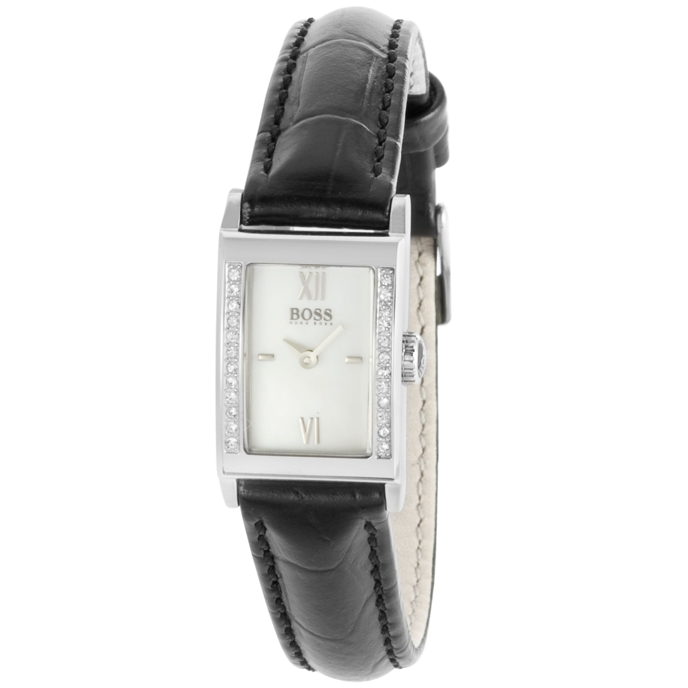 Hugo Boss 1502192 Women's Classic Rectangular Diamond Bezel Watch at JohnLewis