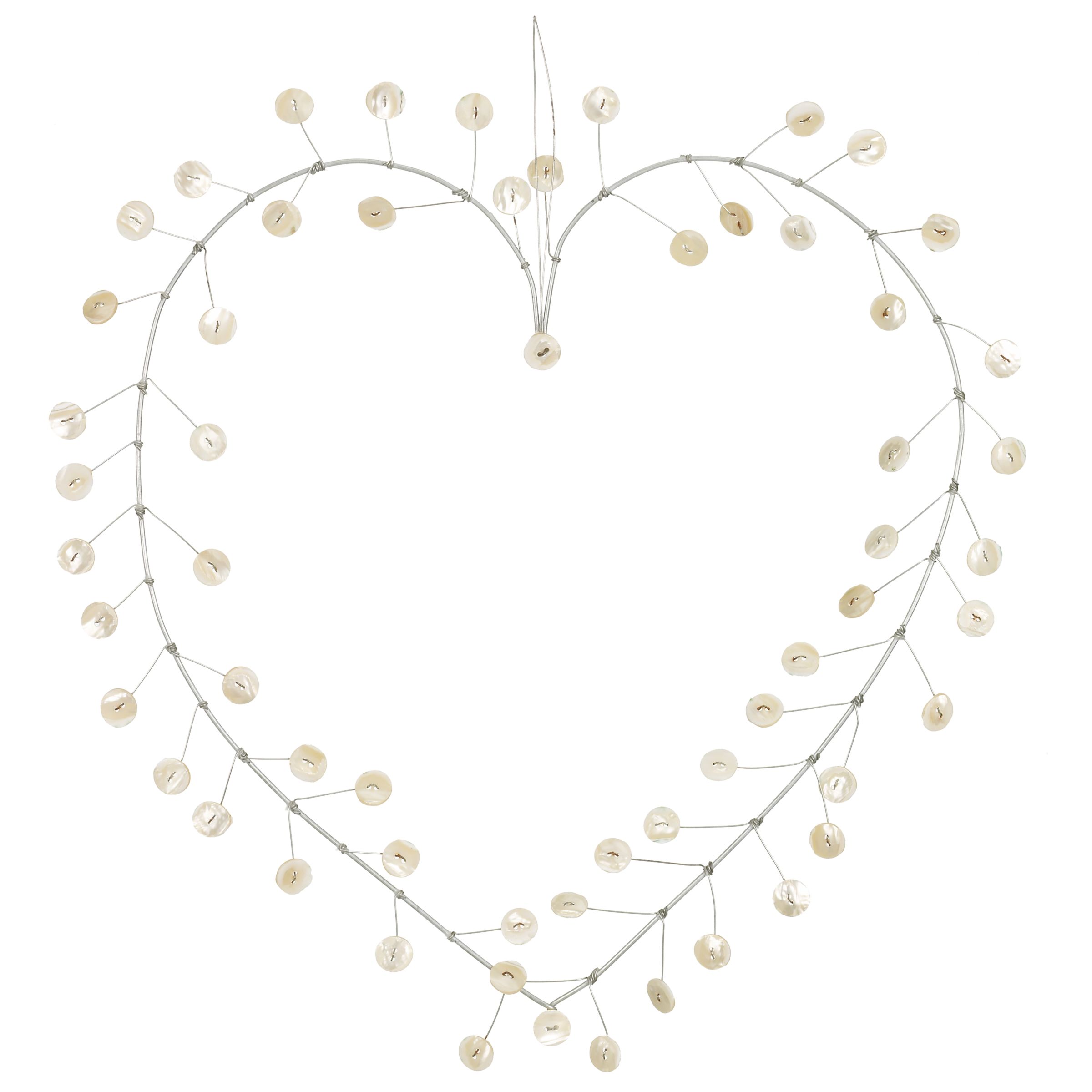 East of India Wire Button Heart Wreath