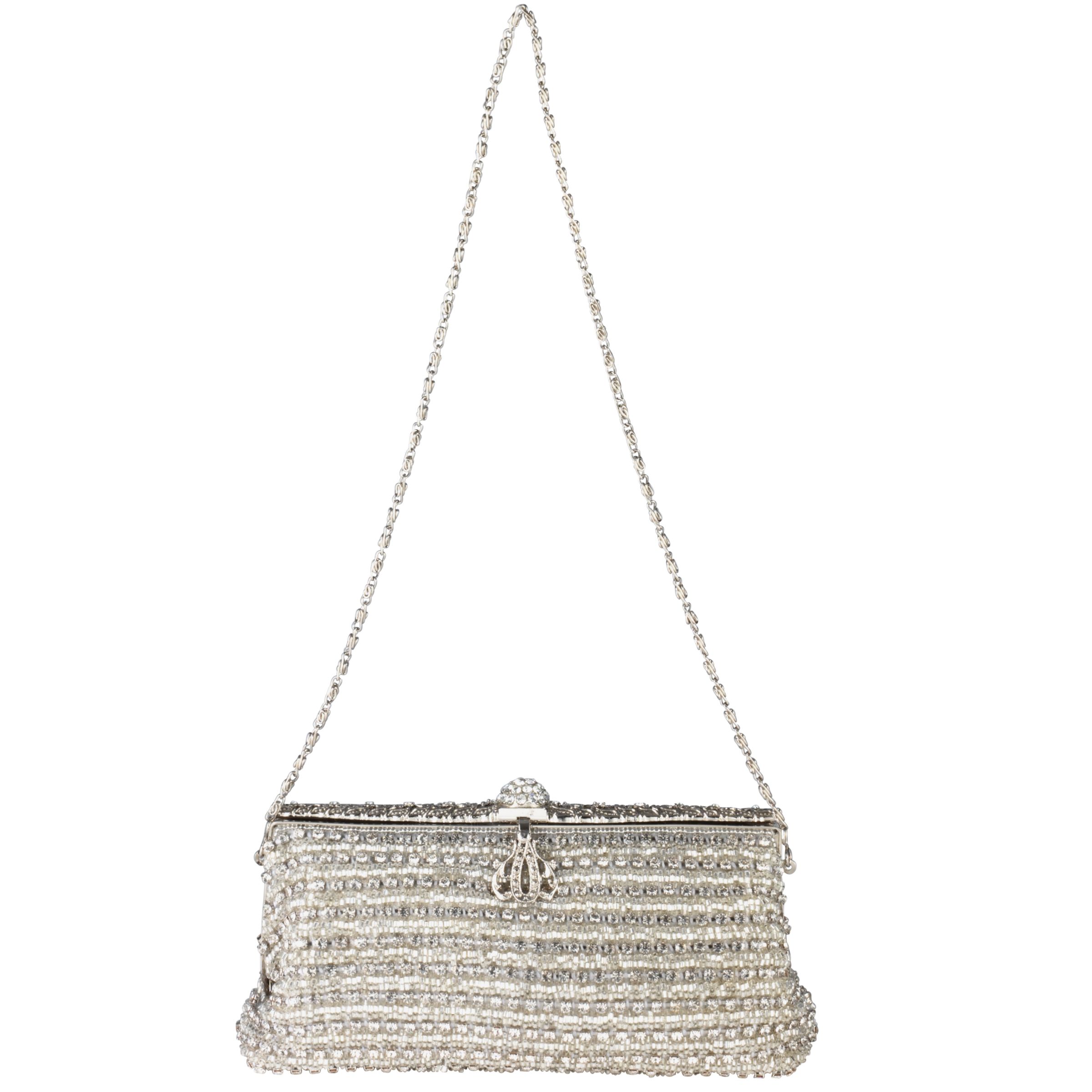 John Lewis Diamanté Handbag, White