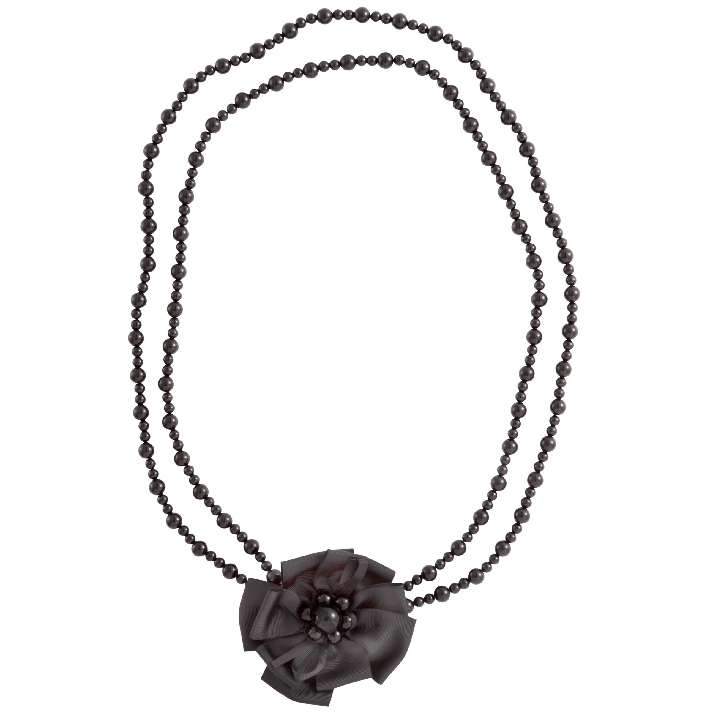 Adele Marie 2 Row Rosette Pearl Necklace Black
