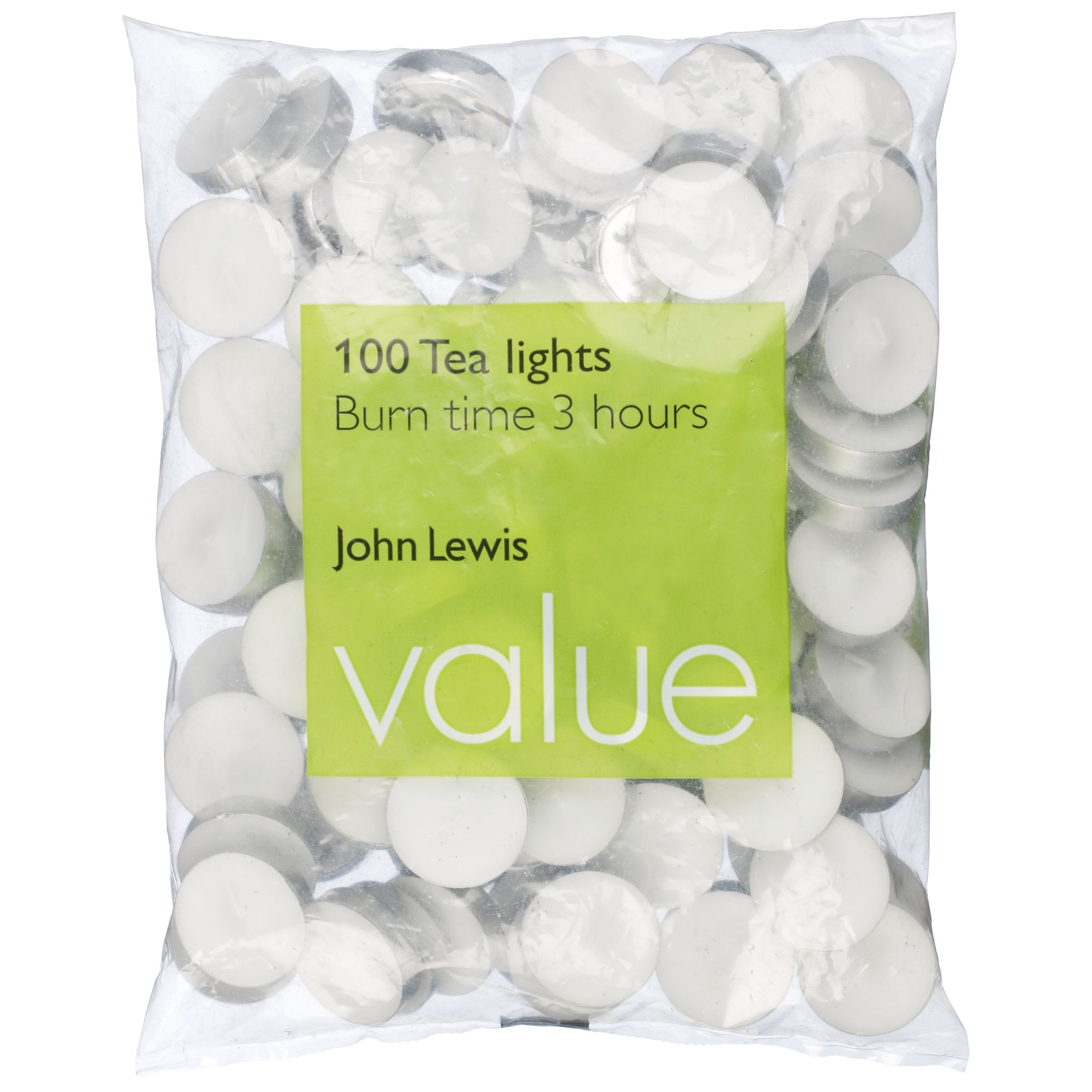John Lewis Value White Tealights, Pack of 100