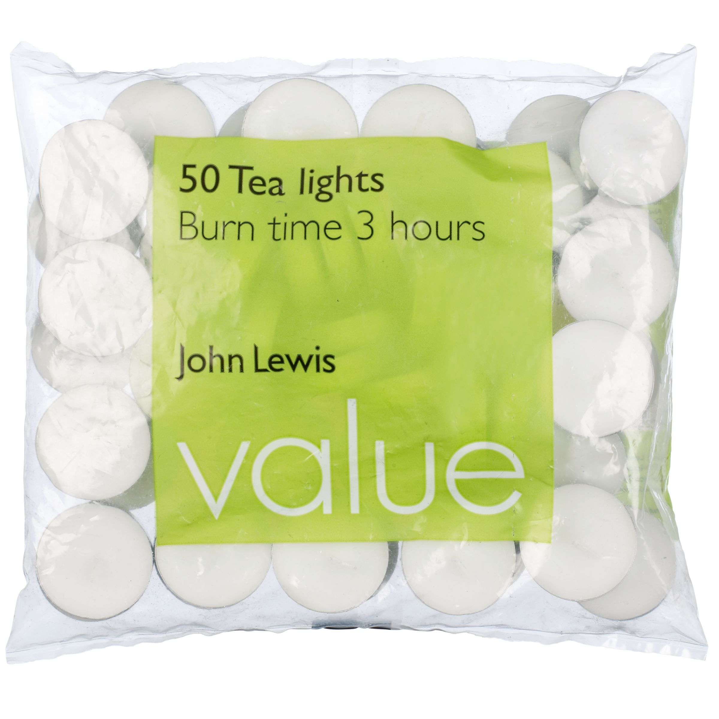 John Lewis Value White Tealights, Pack of 50