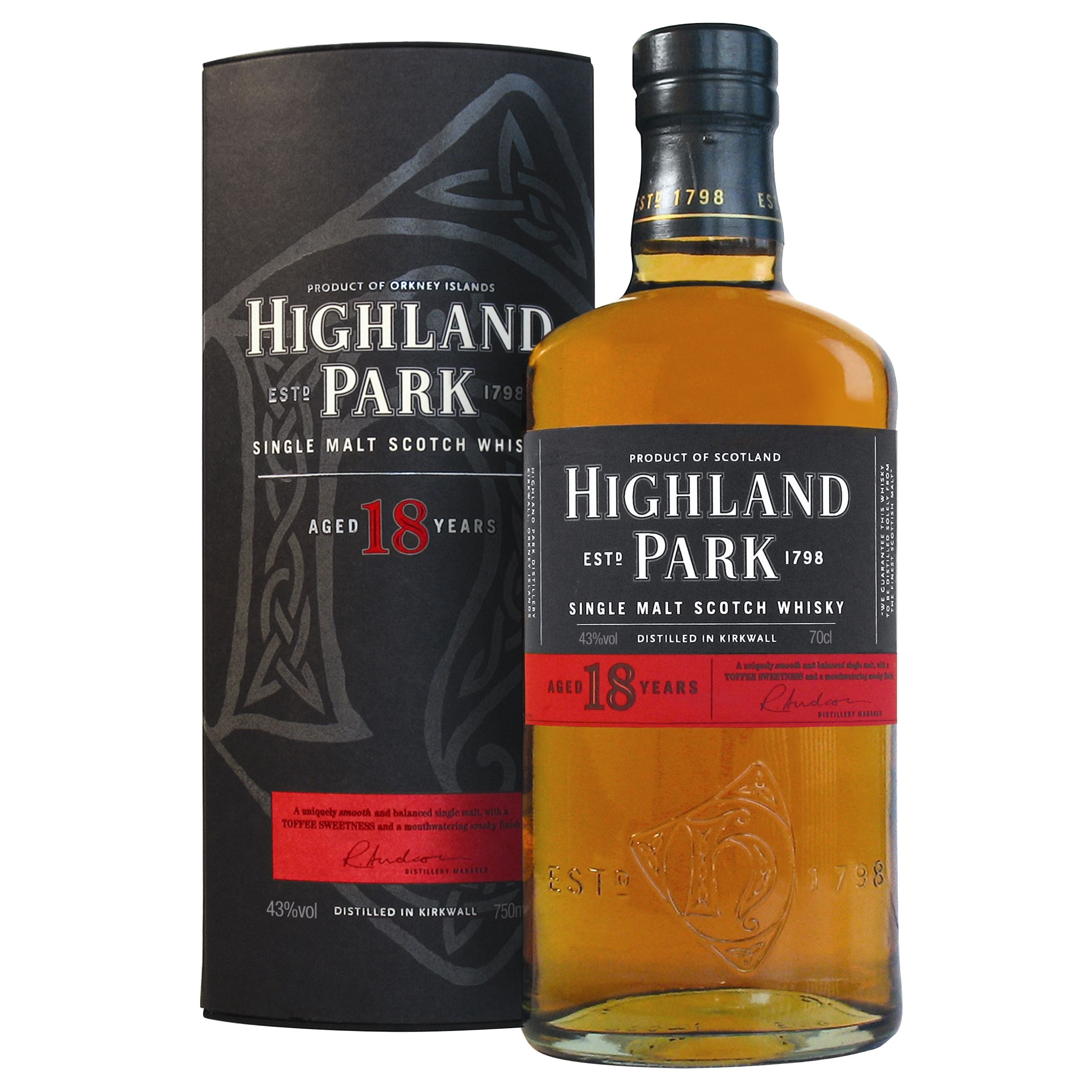 Highland Park 18-Year-Old Single Malt Whisky Single Bottle Gift