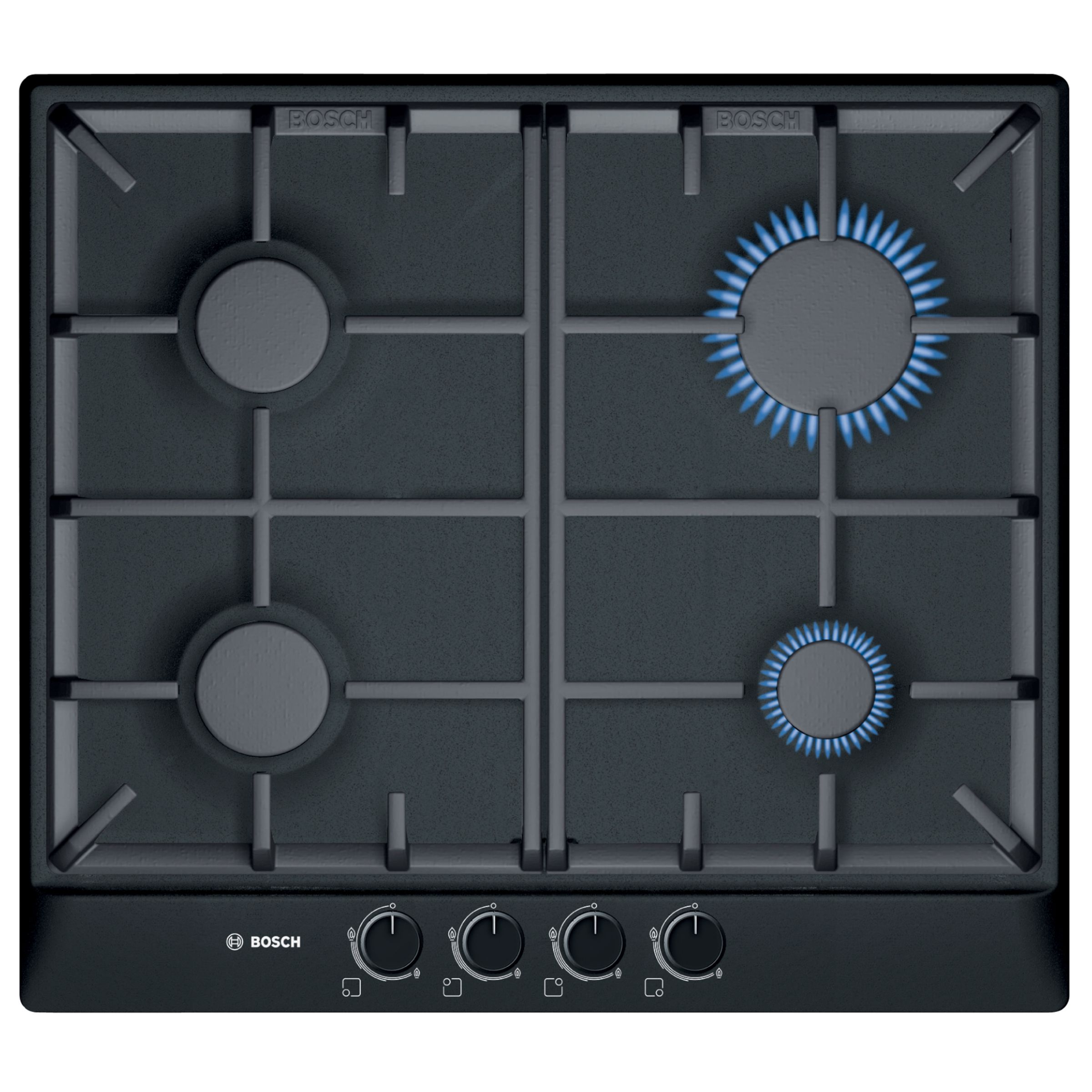 Bosch PCP616B90E Gas Hob, Black at John Lewis