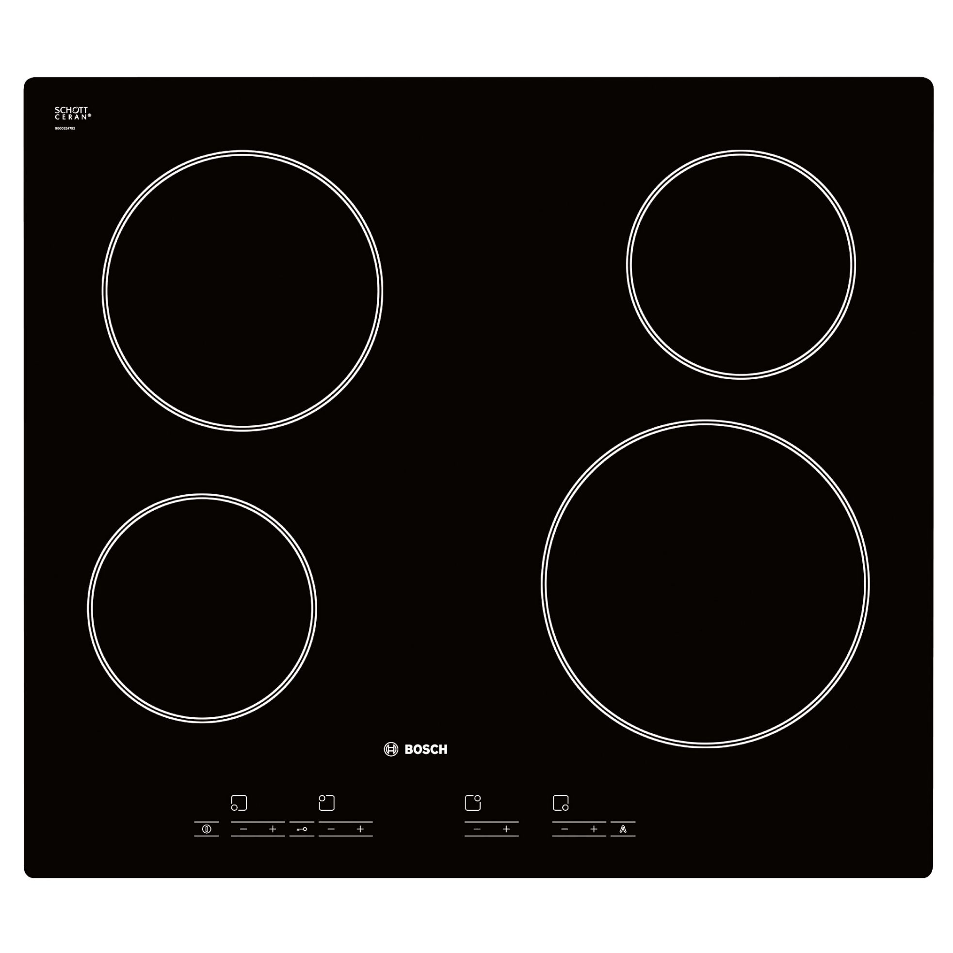 Bosch PKE611E14E Ceramic Hob, Black at John Lewis