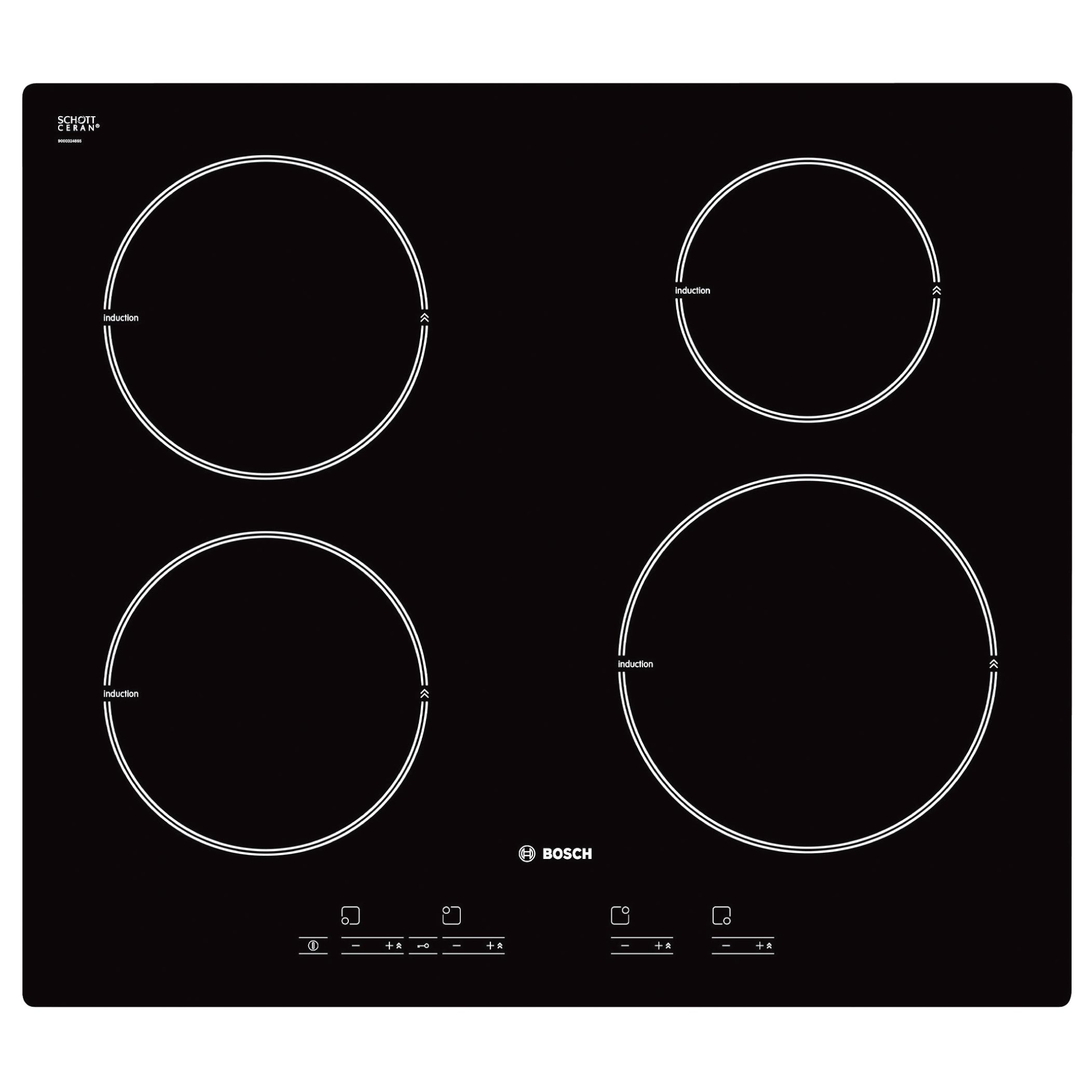 Bosch PIE611T14E Ceramic Induction Hob, Black at John Lewis