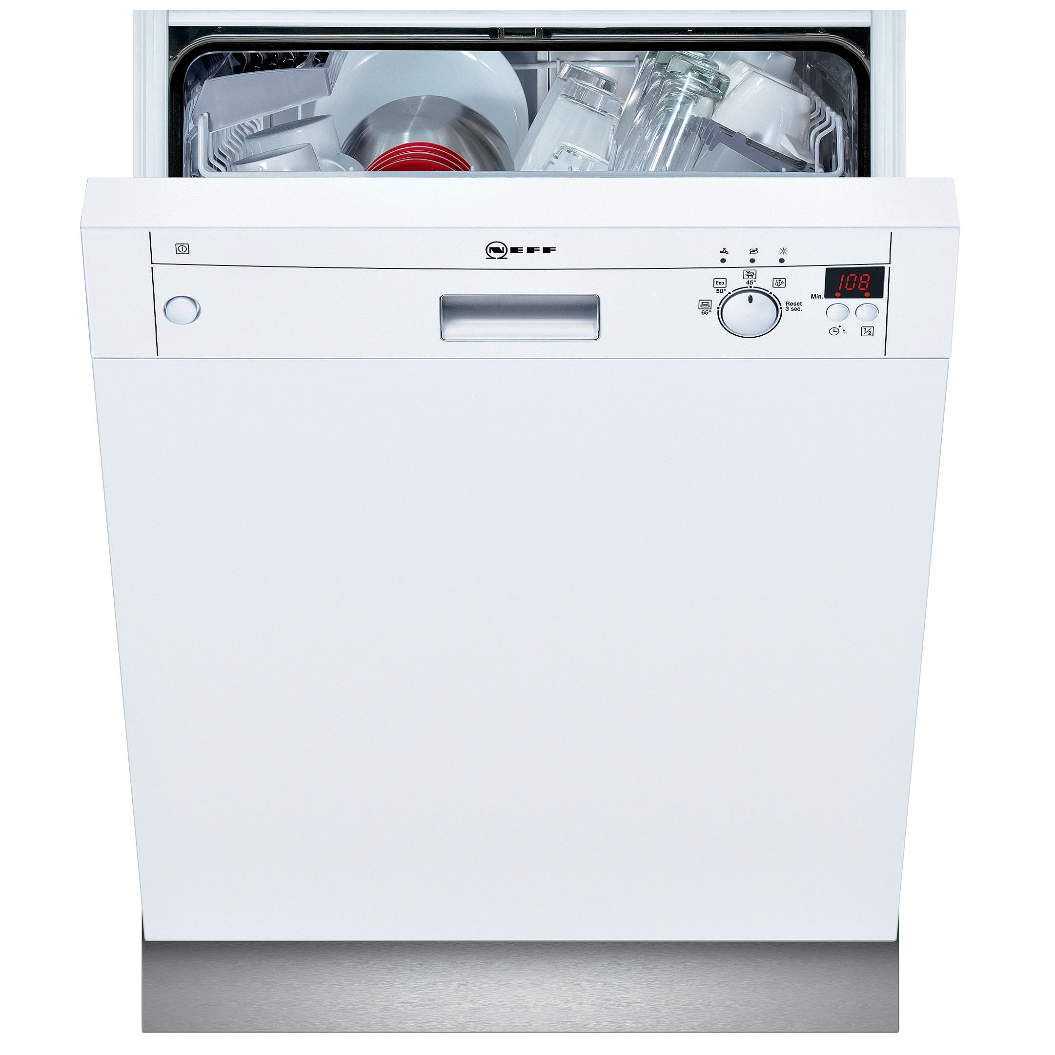 Neff S44E45W0GB Semi-Integrated Dishwasher, White at John Lewis
