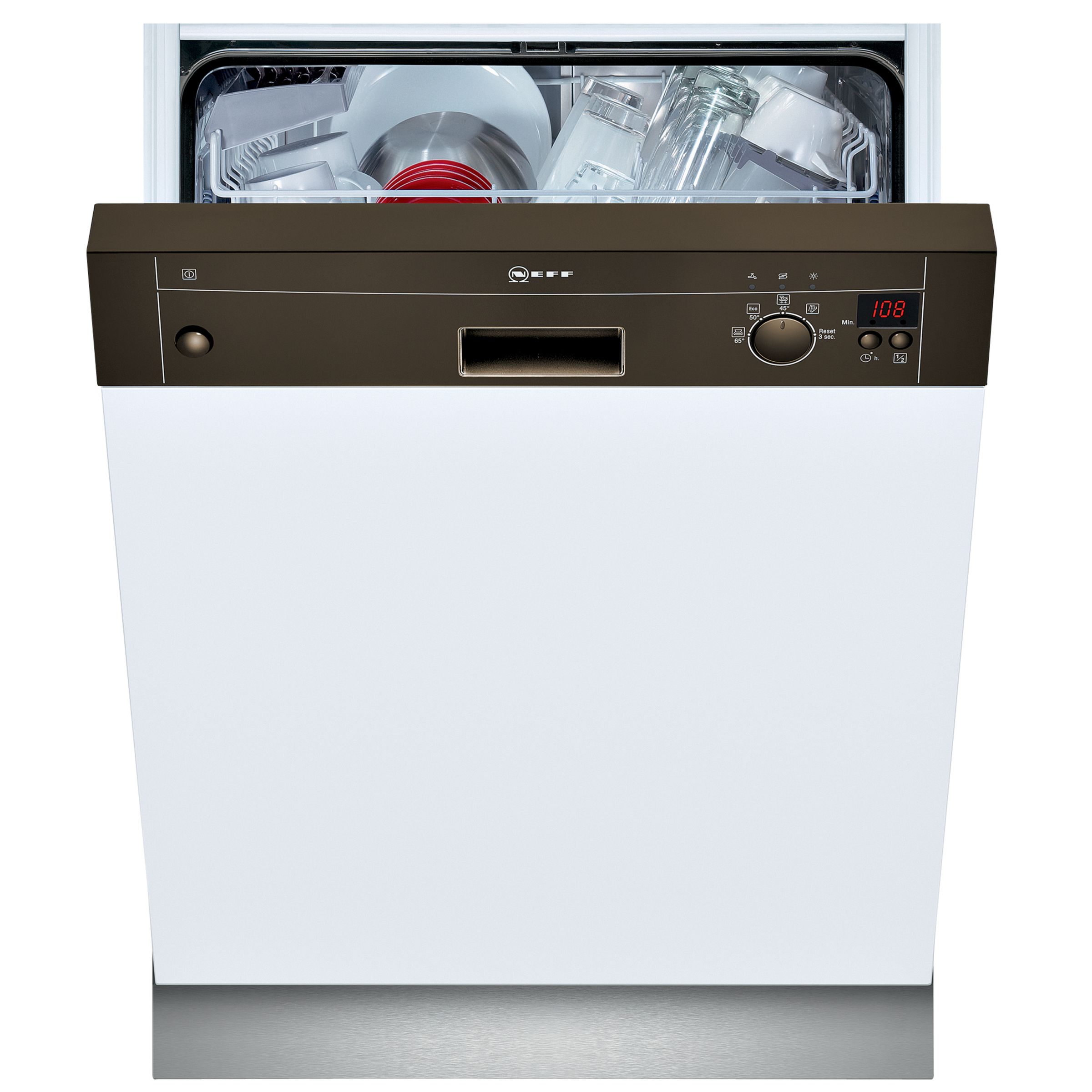 Neff S44E45B0GB Semi-Integrated Dishwasher, Brown at John Lewis