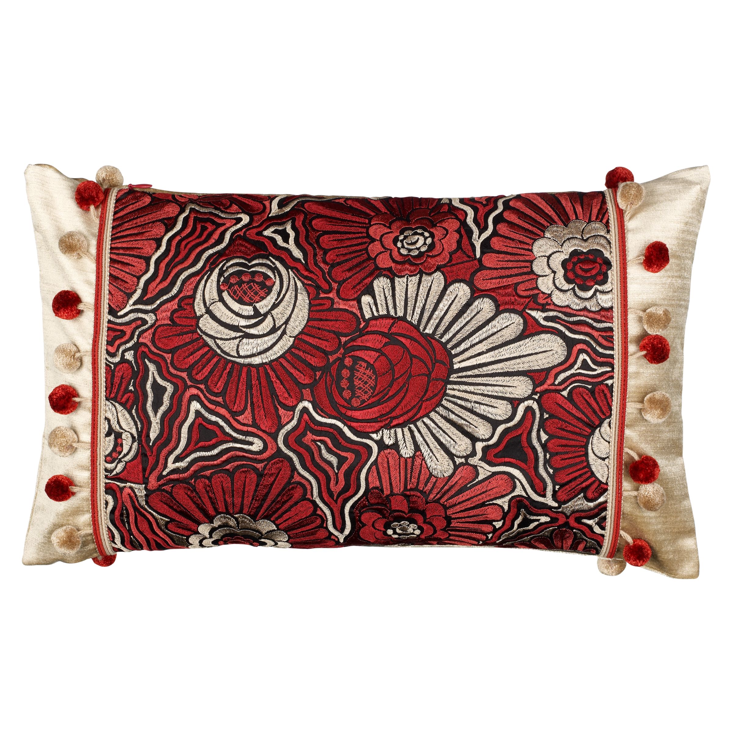 Neisha Crosland Collection Fanfare Cushion, Red / Gold, Small