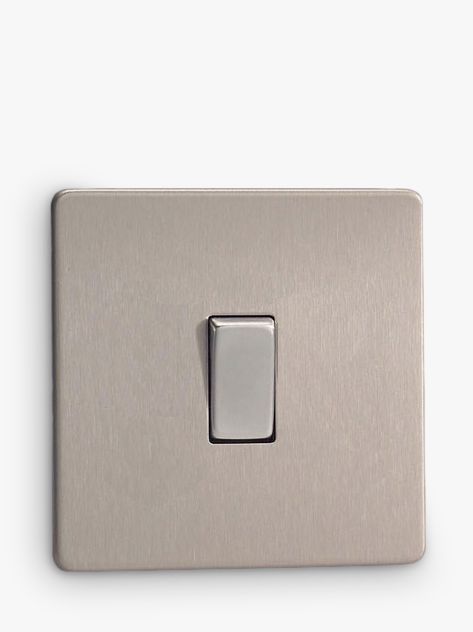 John Lewis Light Switch Stirling 1 Gang 2 Way Rocker Brushed Steel