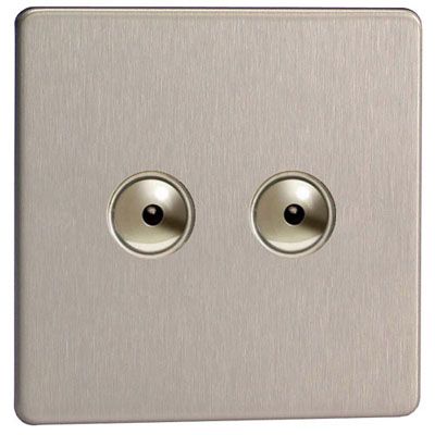 John Lewis Light Switch Stirling 2 Gang 1 Way Touch Dimmer Brushed Steel