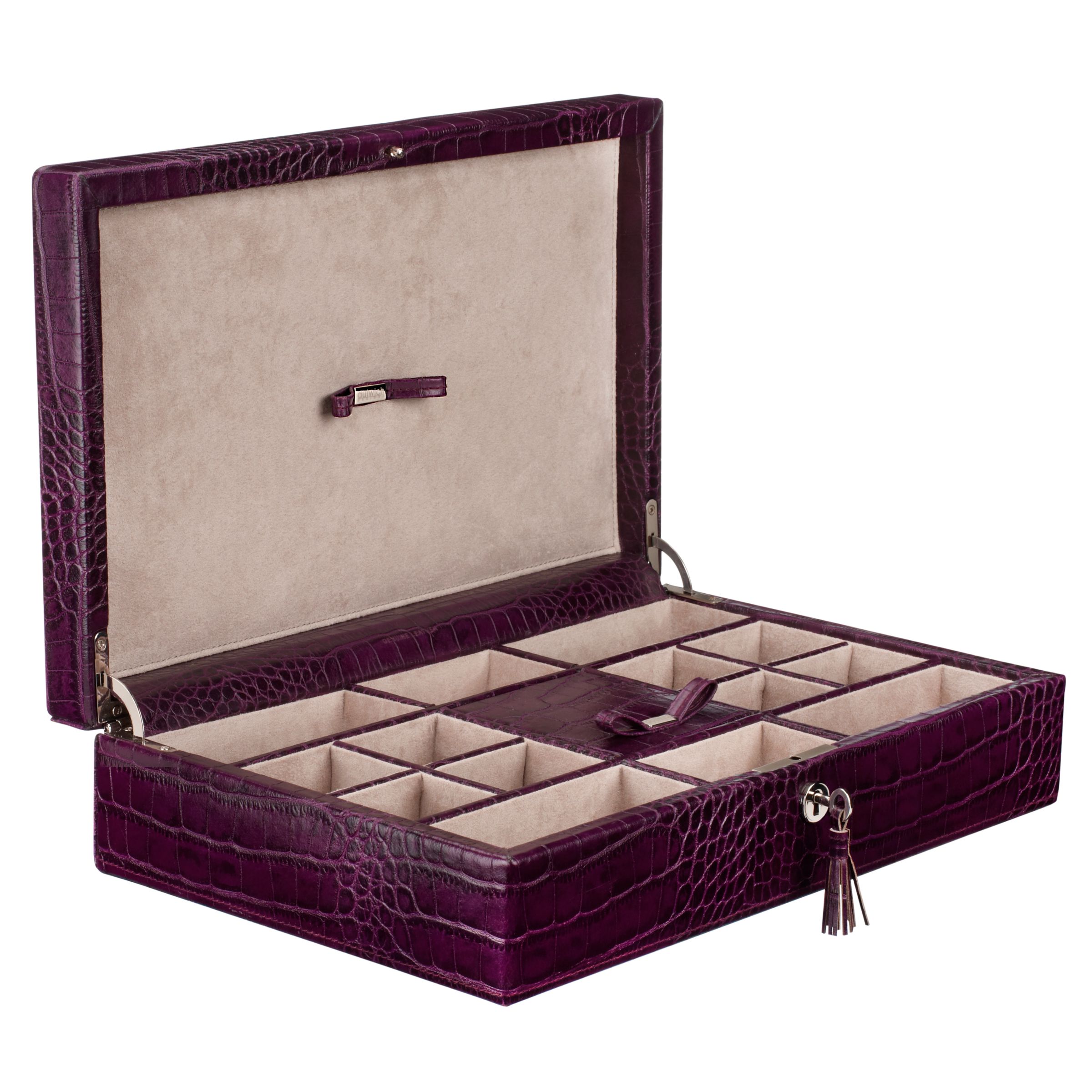 Dulwich Croc Jewellery Box, Violet, Large at John Lewis