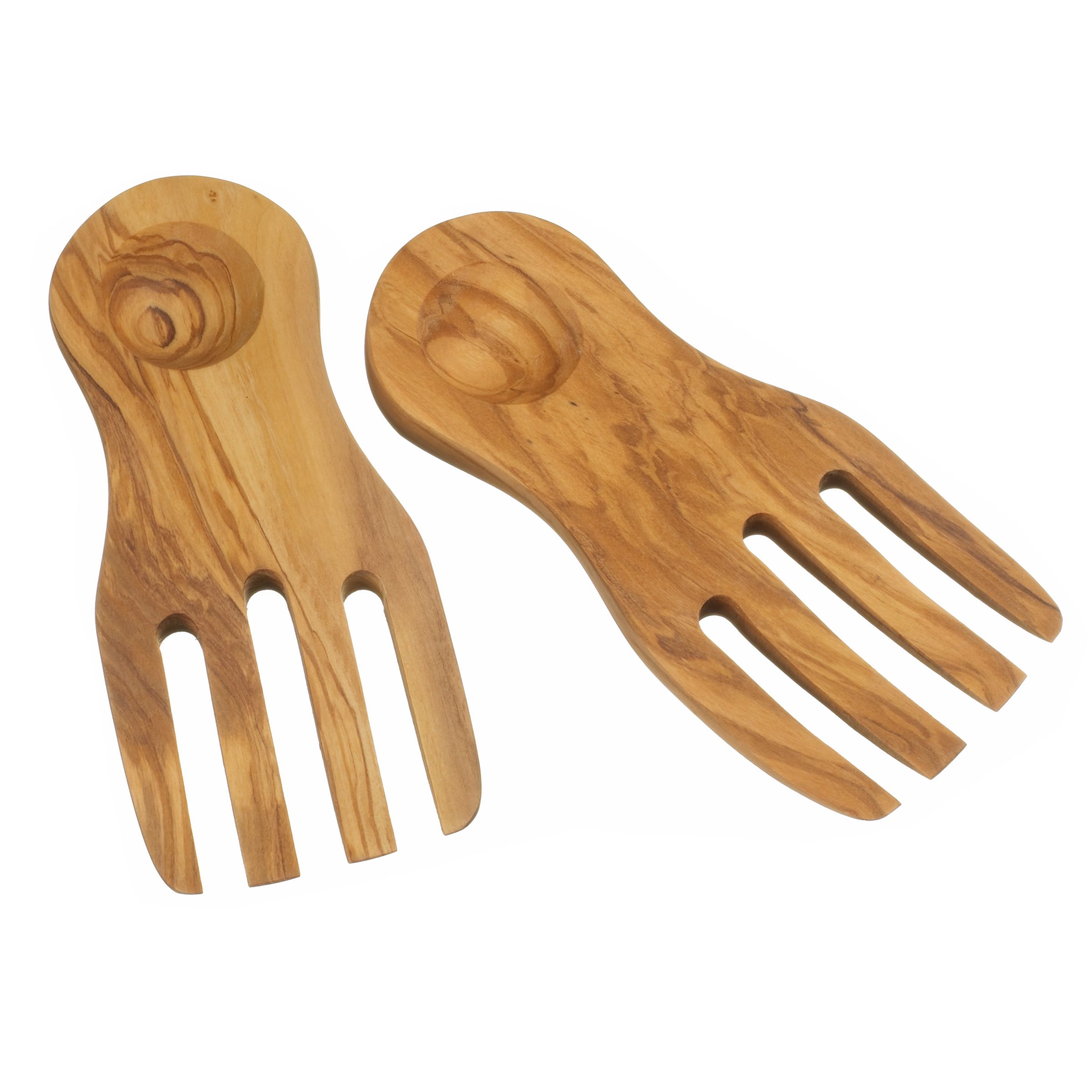 Olive Wood Hand Salad Servers, Pair
