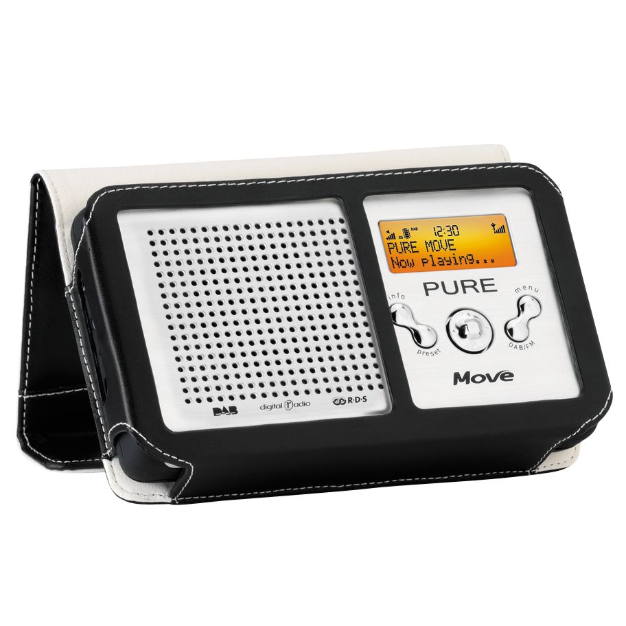 PURE Move Palm Sized DAB Radio with Black Leather Carry Case