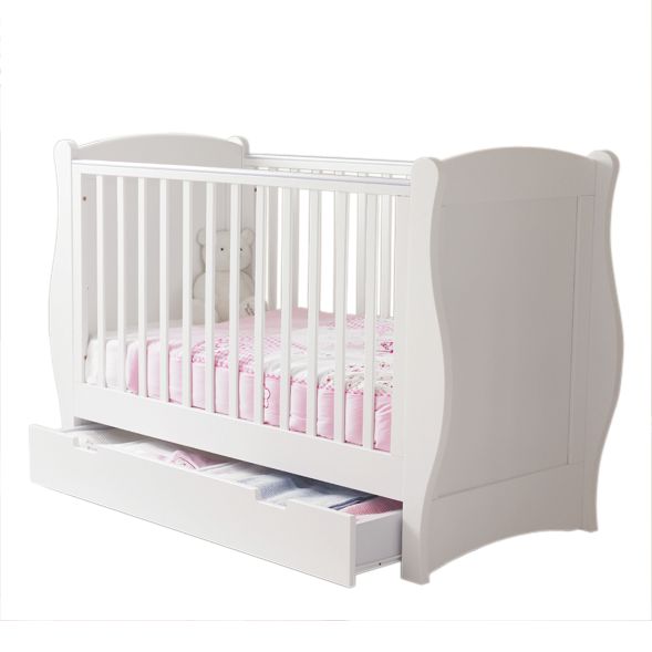 John Lewis Grace Sleigh Cot, White at John Lewis