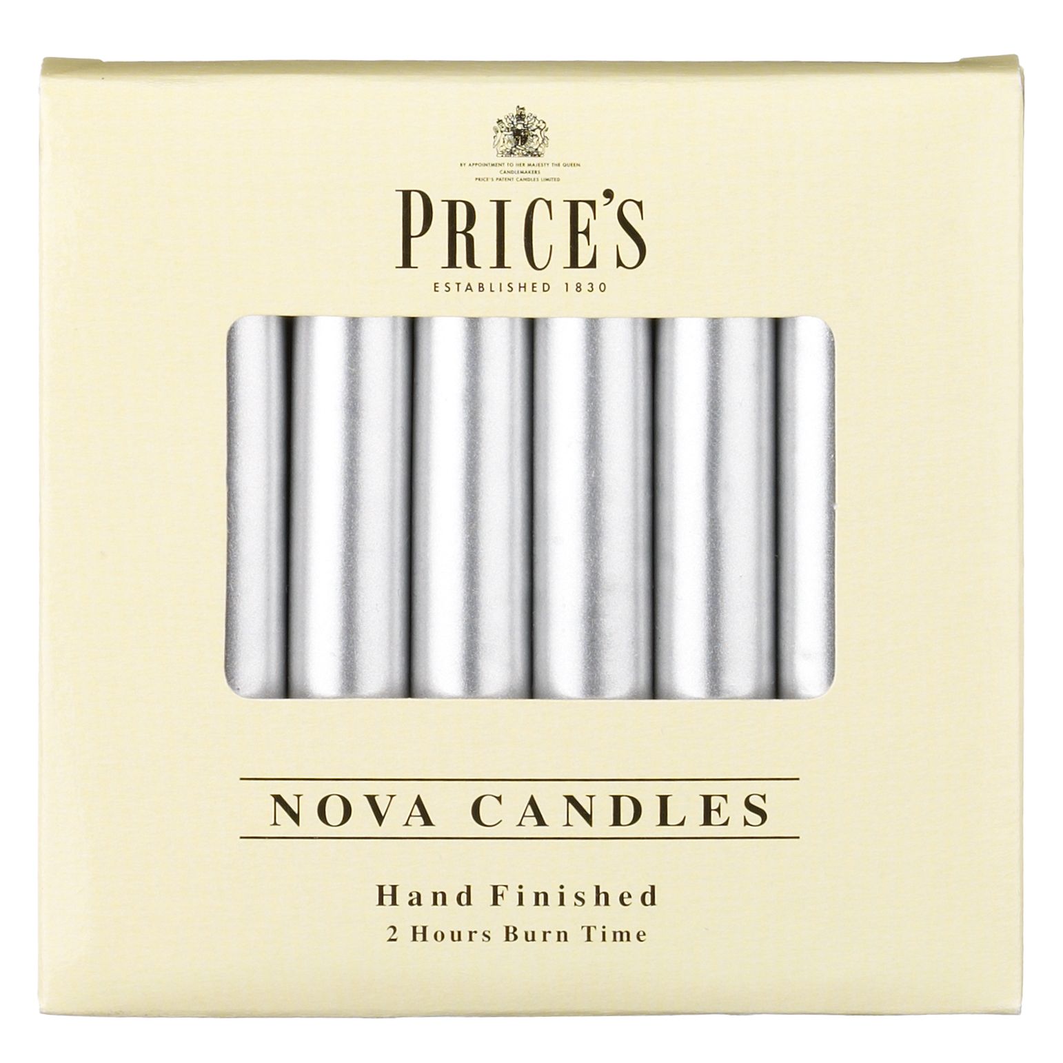 Price's Silver Nova Candles, Pack of 8