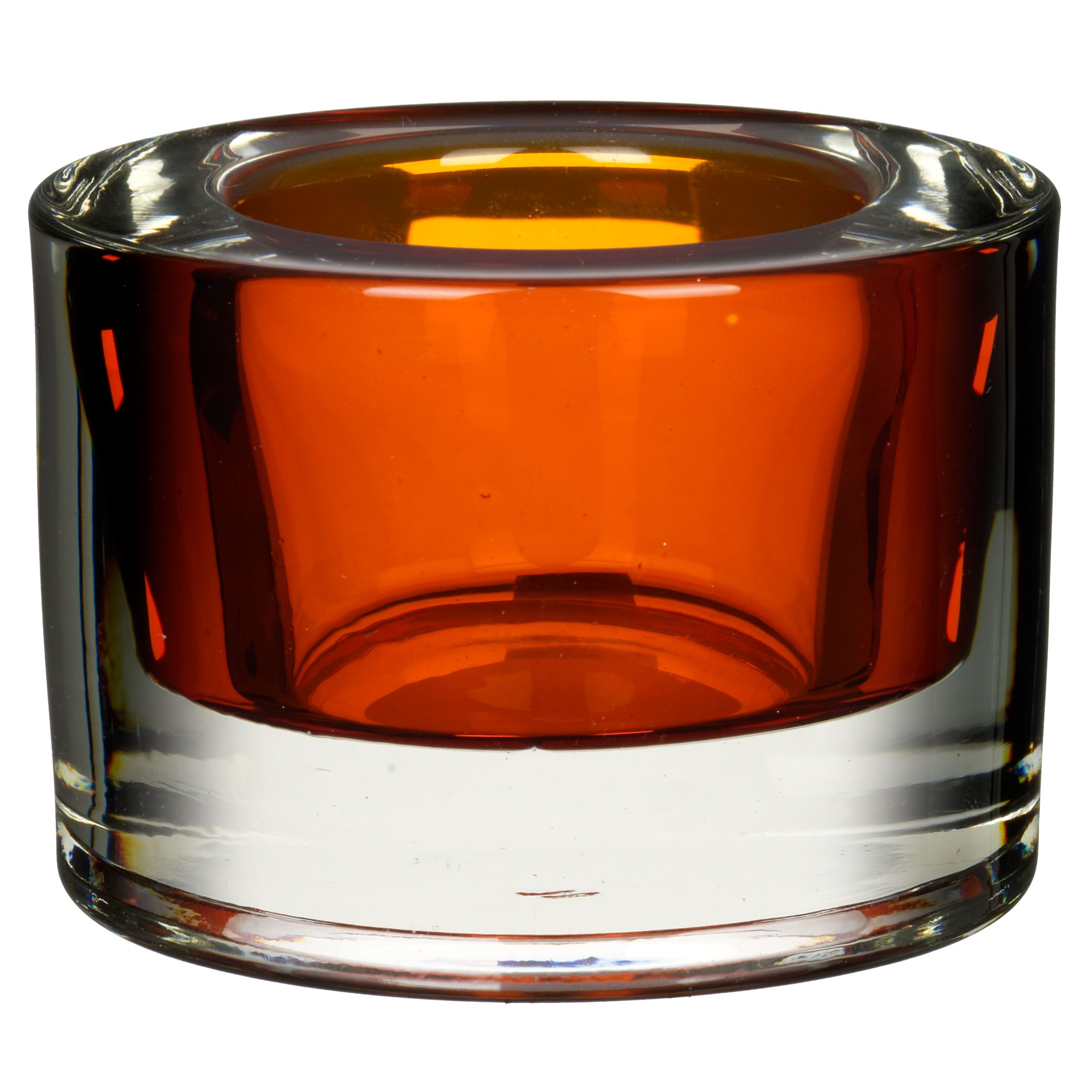 John Lewis Glass Tealight Holder, Pumpkin