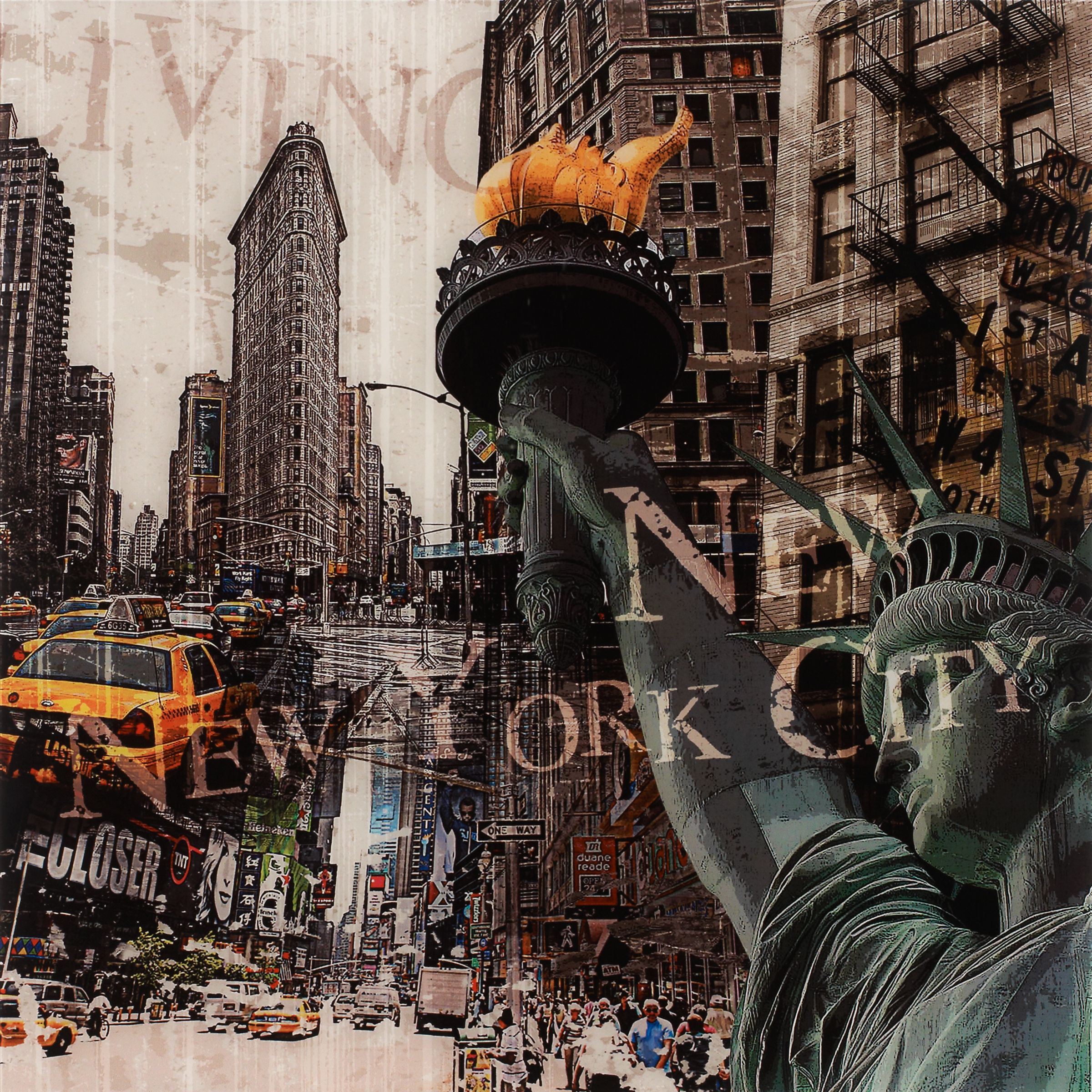 New York Print on Glass 60x80cm at John Lewis