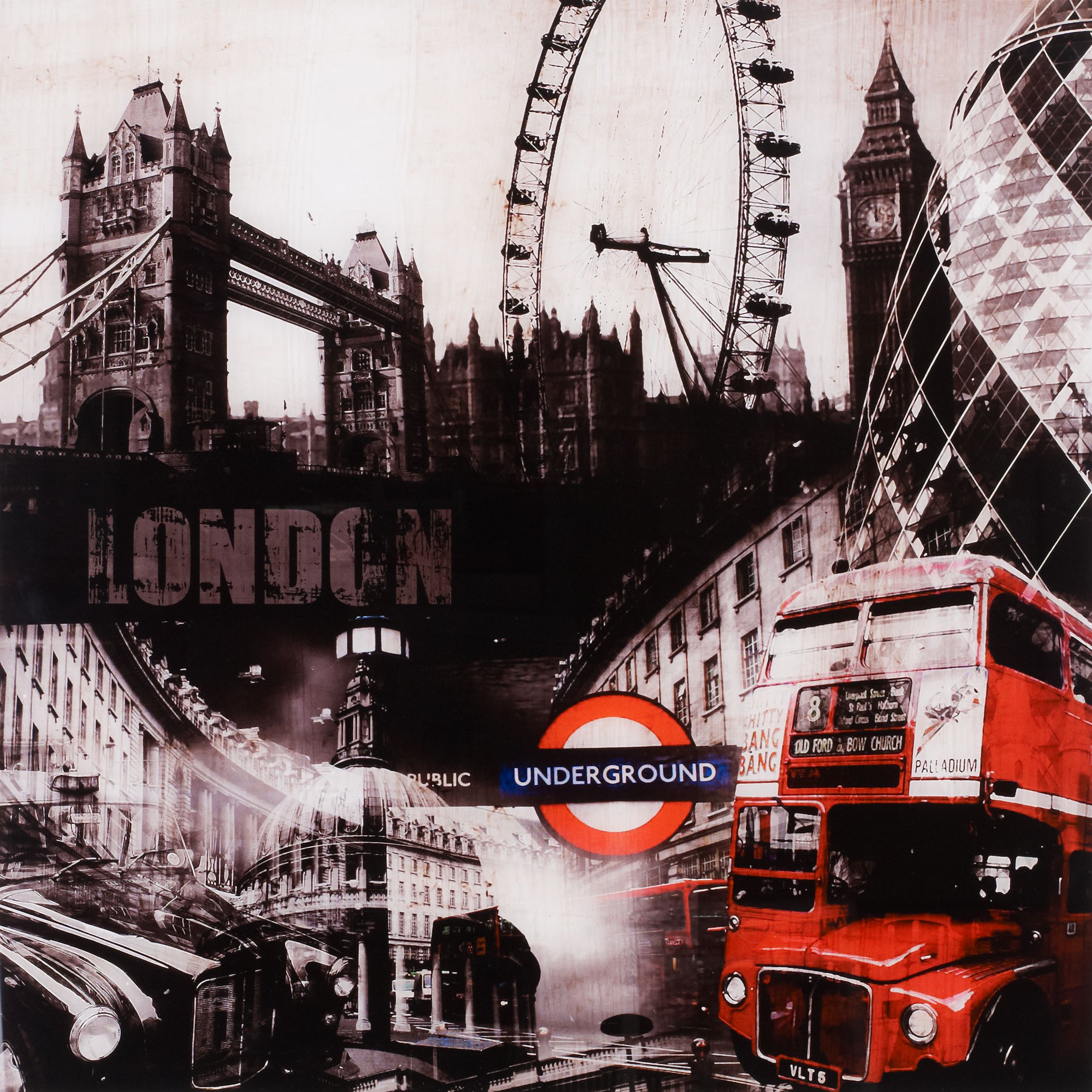 London Print on Glass, 60x80cm at John Lewis