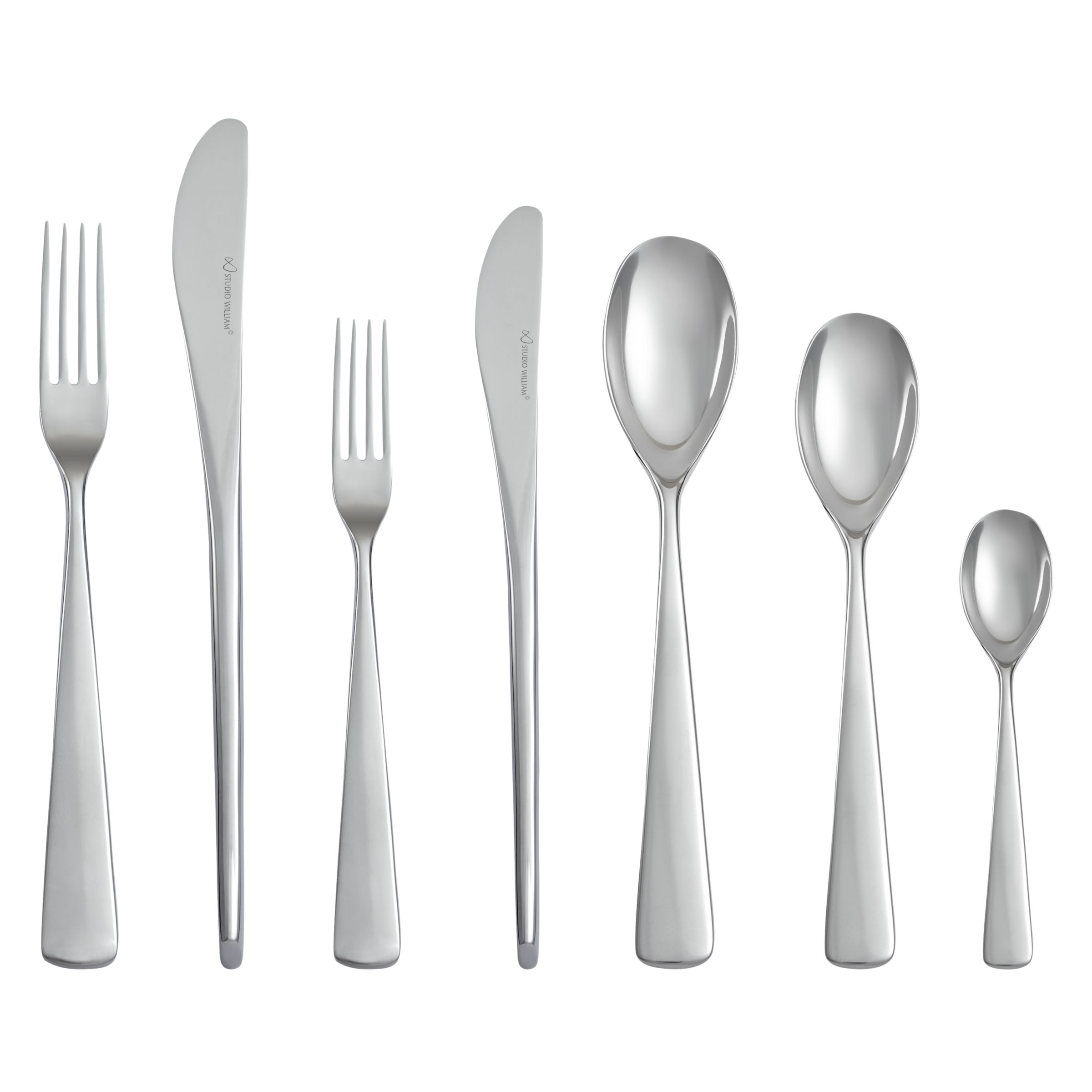 Studio William Karri Stainless Steel Cutlery Set, 42 Pieces at John Lewis