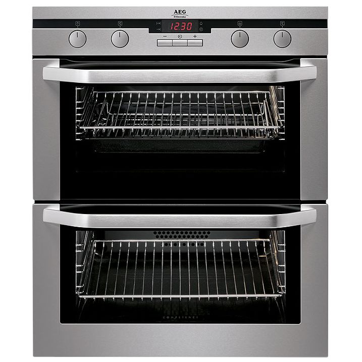 AEG U41116M Built-Under Double Electric Oven, Stainless Steel at John Lewis