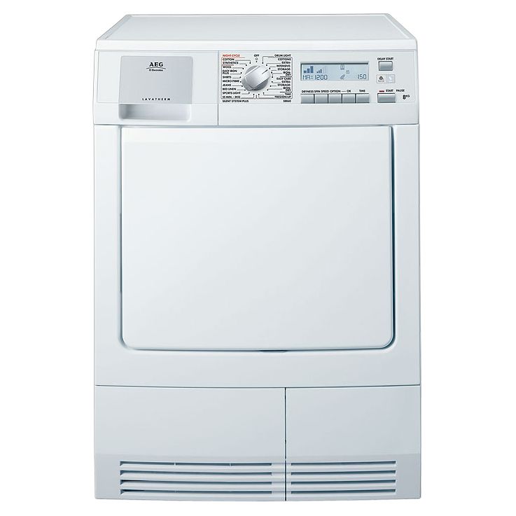 AEG Lavatherm T58860 Condenser Tumble Dryer, White at JohnLewis