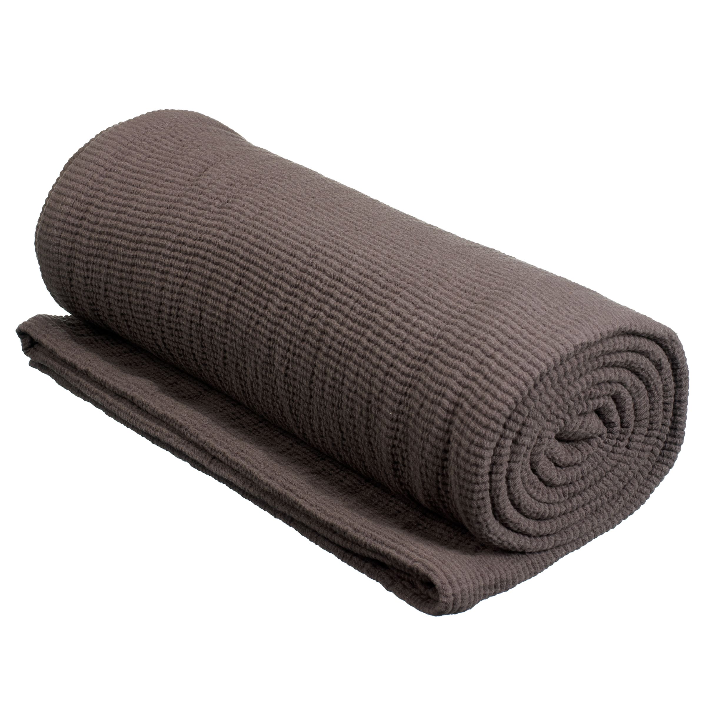 John Lewis Fairtrade Organic Ripple Rib Blanket, Peat