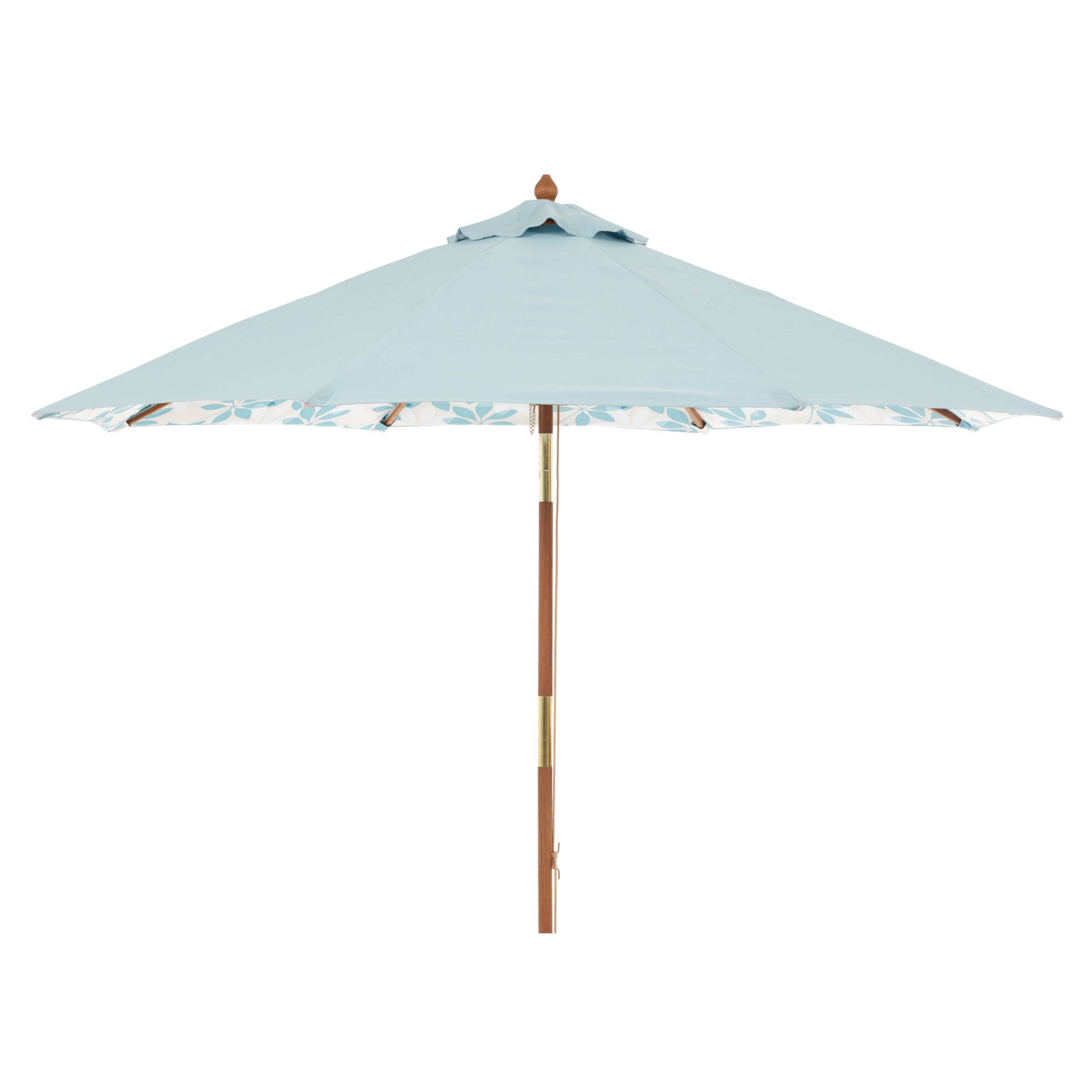 John Lewis Round Tilting Market Parasol, Pale Kingfisher/Forage Leaves, 2.75m