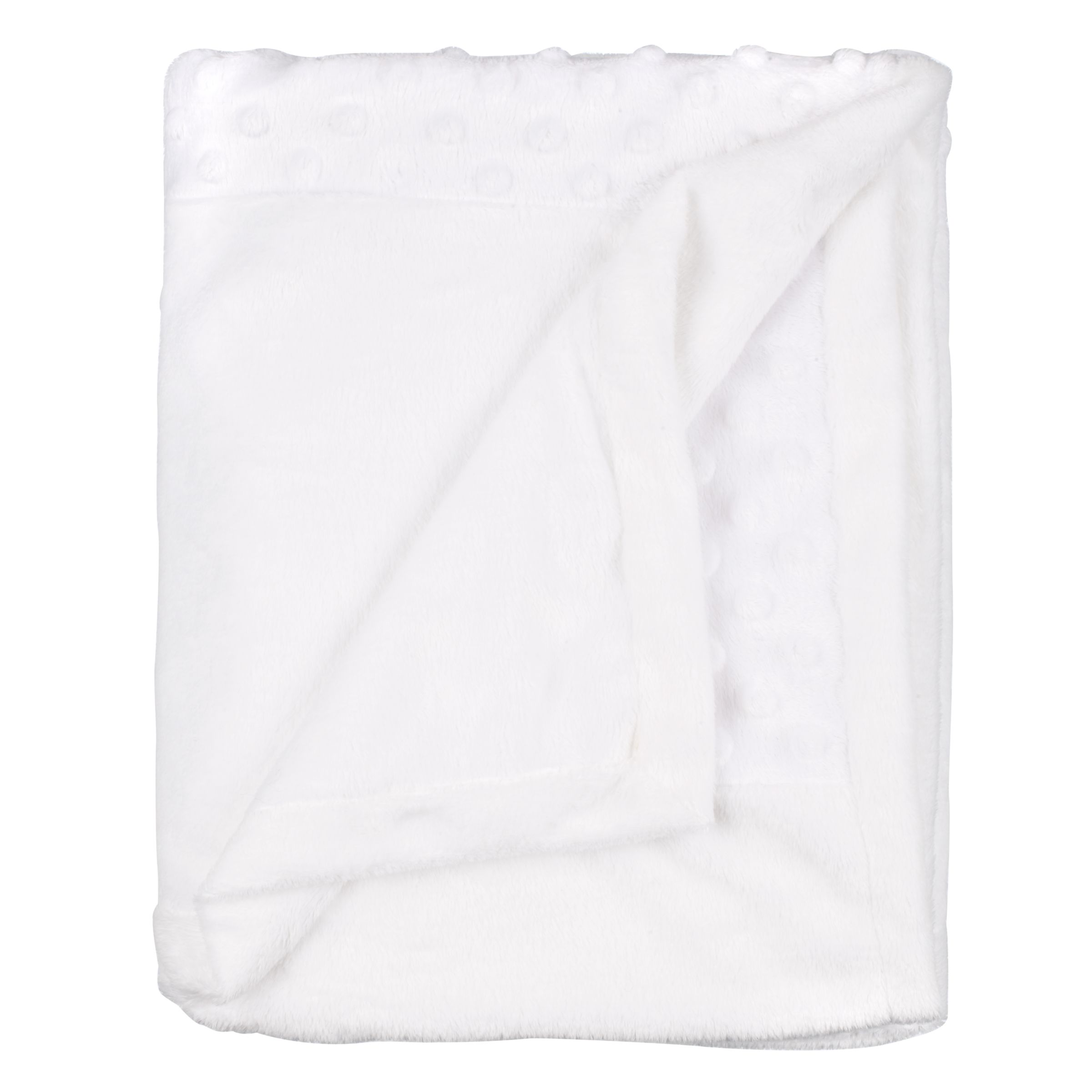 John Lewis Pom Pom Fleece Pram Blanket White One Size