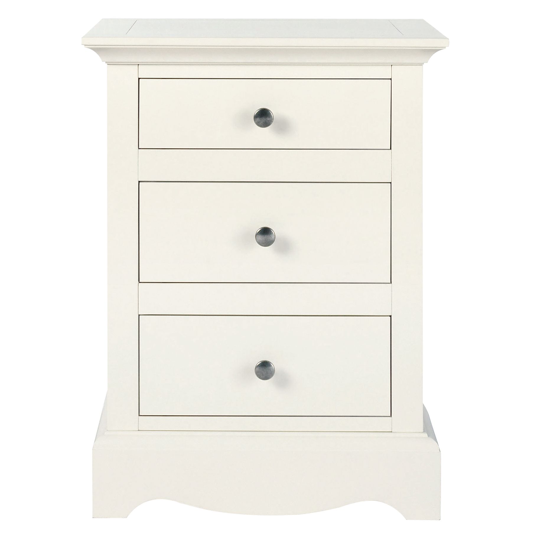 John Lewis Darcy 3 Drawer Bedside Chest, Ivory at JohnLewis