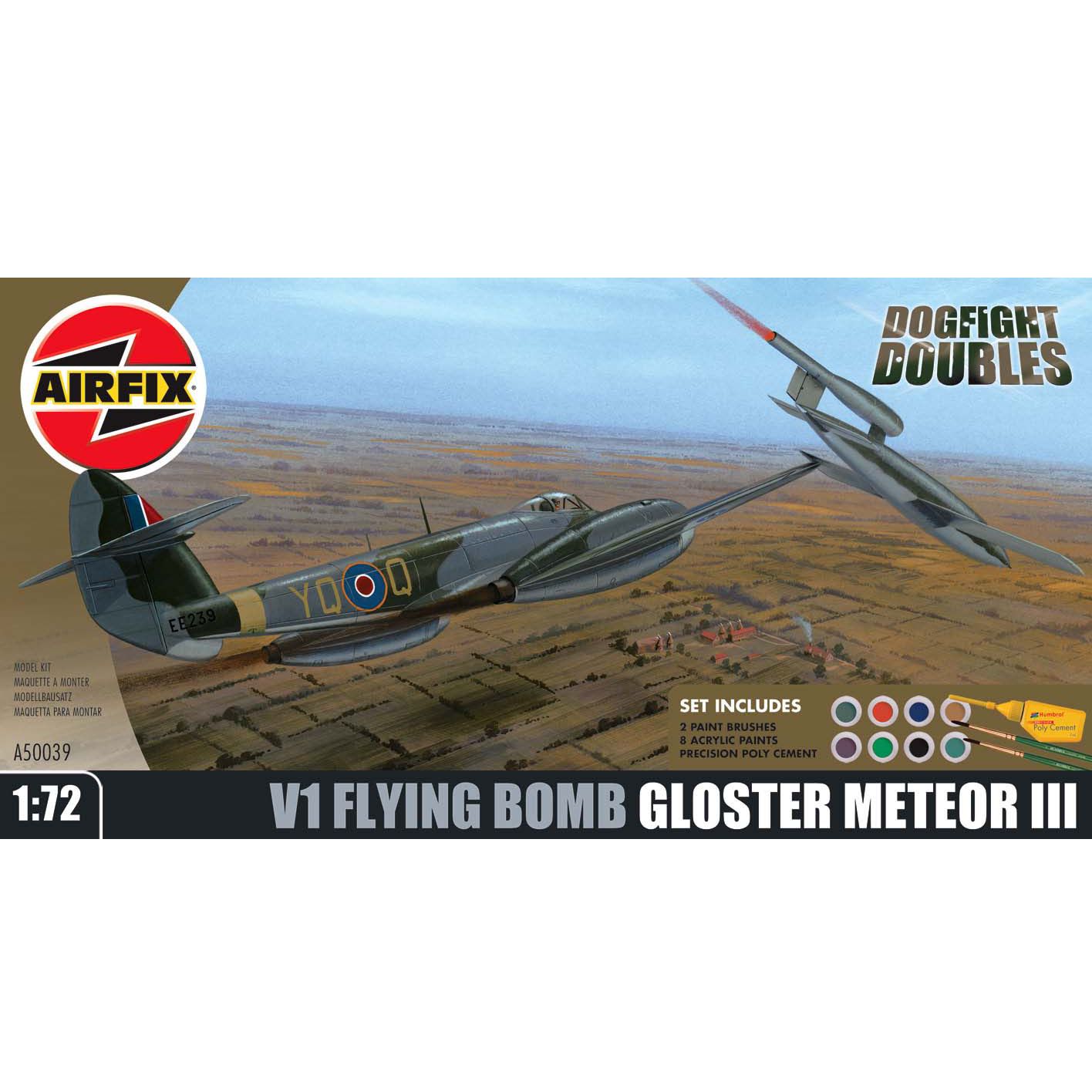 Airfix Dogfight Double V1 Flying Bomb and Gloster Meteor 172 Scale Twin Gift Set